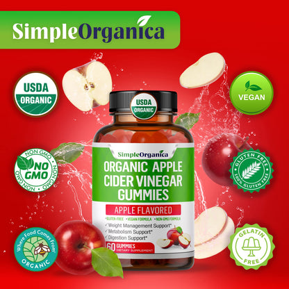 USDA Organic Apple Cider Vinegar Gummies with The Mother. AVC Keto Gummy Vitamins