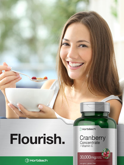 Cranberry Concentrate Extract Pills + Vitamin C | 30,000mg | 120 Capsules | Triple Strength