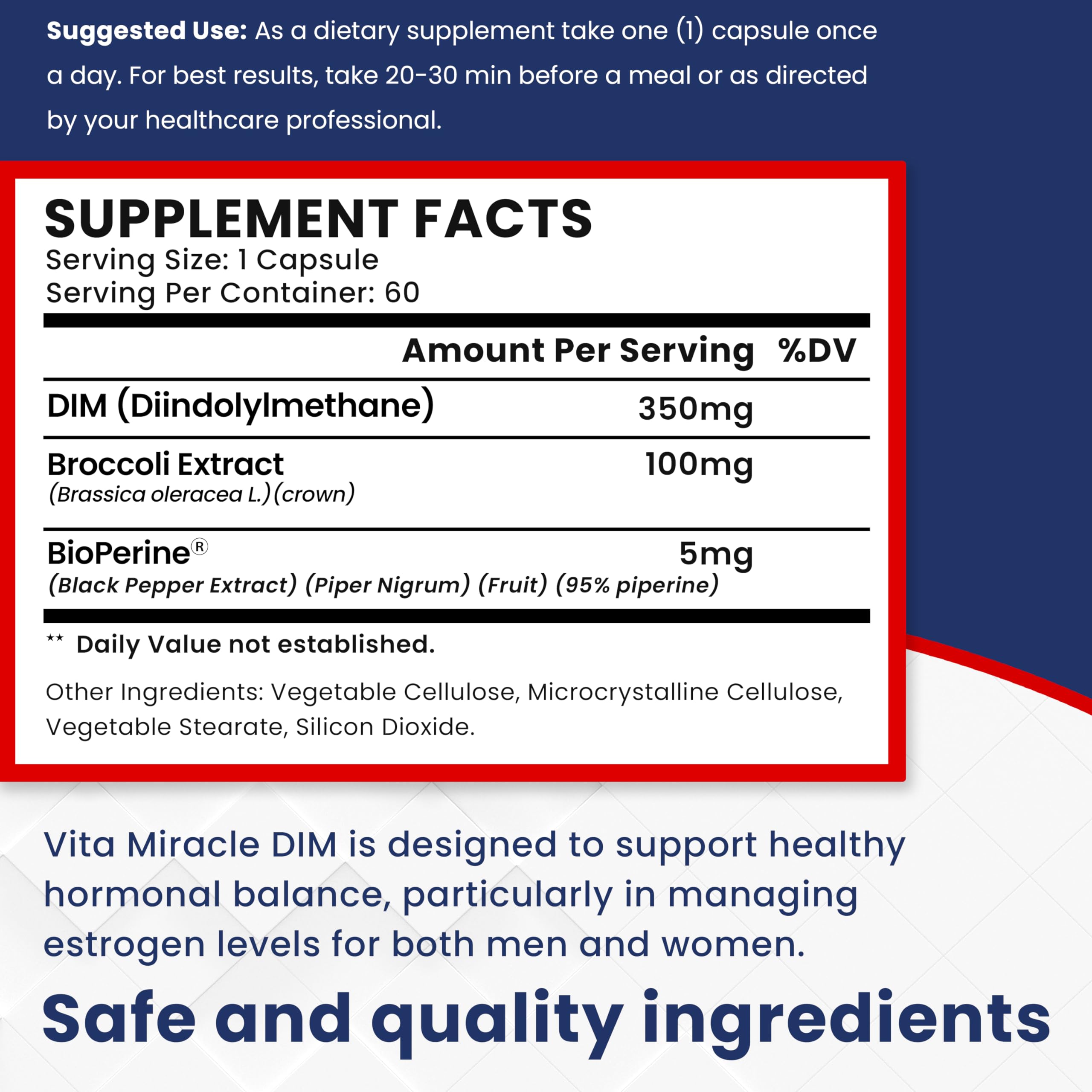 DIM Supplement for Women and Men - 350mg Estrogen Metabolism Complex Vita Miracle