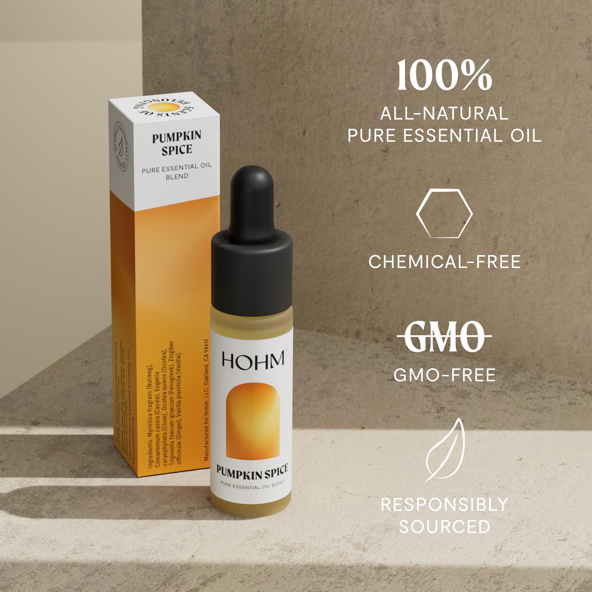 Hohm Pumpkin Spice Essential Oil Blend - Natural, Pure Essential Oil for Your Home Diffuser Hohm