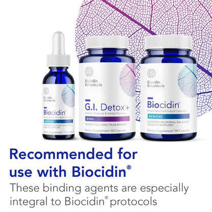 G.I. Detox+ Gentle Binder by Biocidin - Gut Health Intestinal Cleanse with Charcoal, Zeolite & Aloe