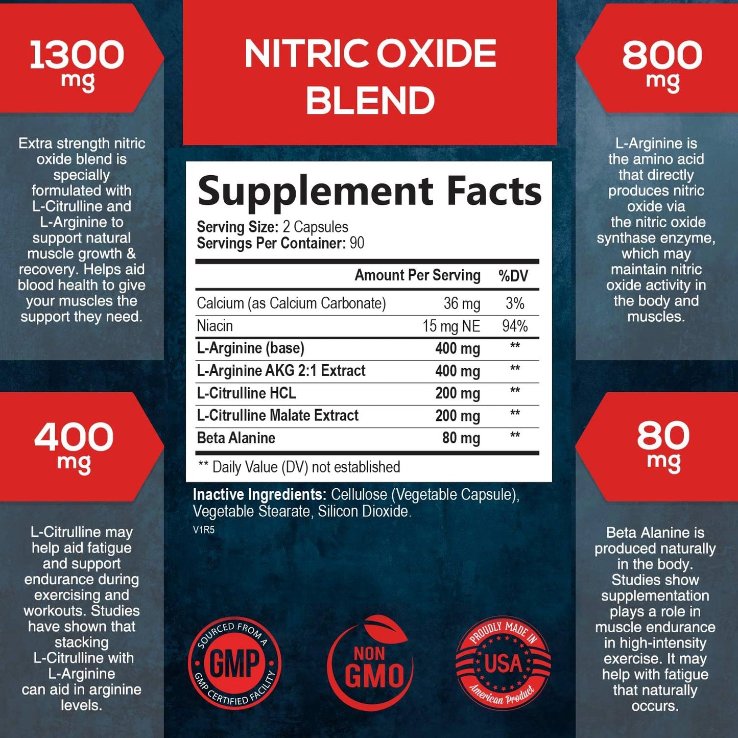 Extra Strength Nitric Oxide Supplement L Arginine 3X Strength - Citrulline Malate, AAKG