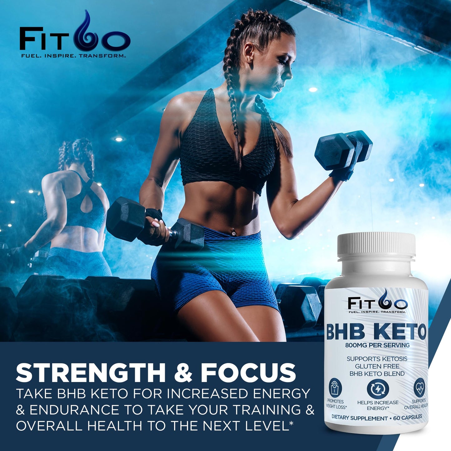 FIT60 Keto Diet Pills for Men & Women - Boost Energy and Mental Clarity for Enhanced Focus