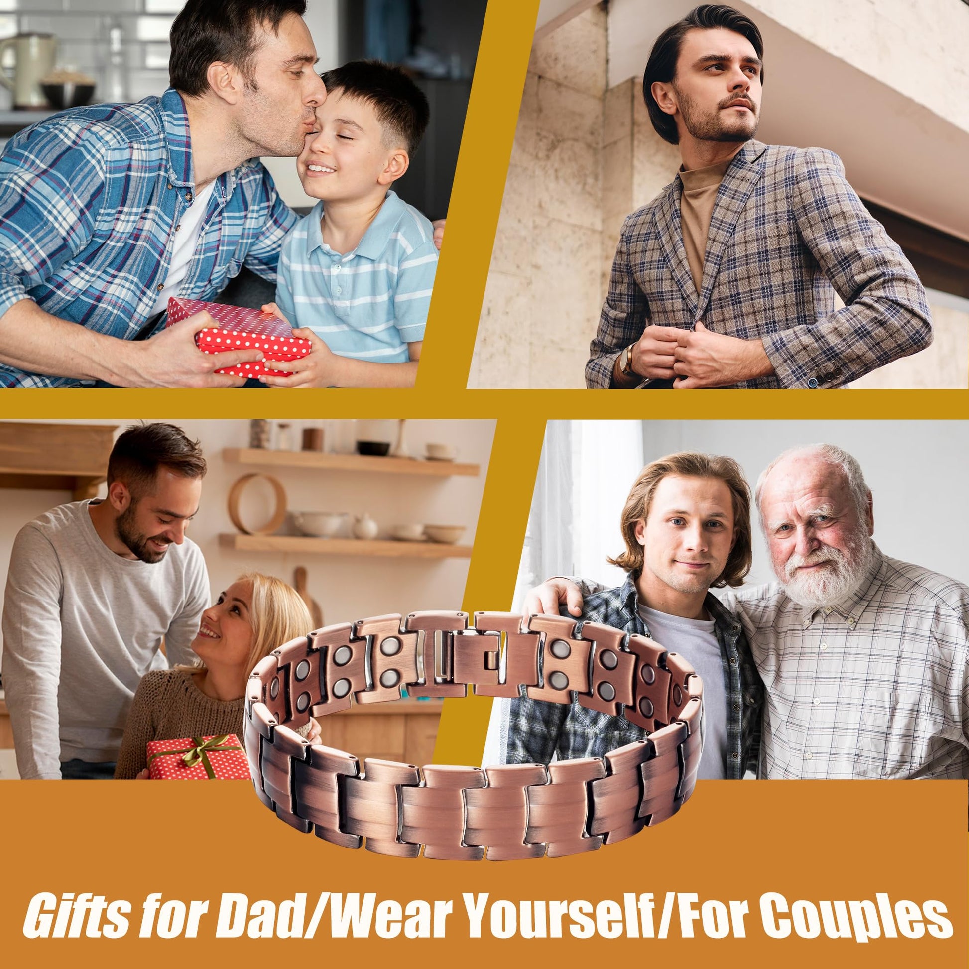 MagVIVACE Copper Bracelet for Men, Magnetic Bracelet with 3500 Gauss Magnets MagVIVACE