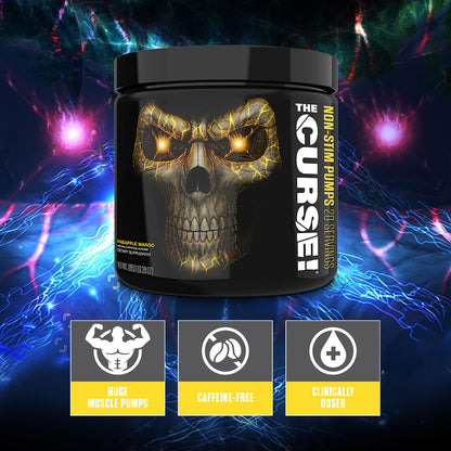 THE CURSE! JNX Sports Non-Stim Pumps Pre-Workout Supplement - Maximum Power, More Endurance - Men & Women | Pineapple Mango | 20 SRV