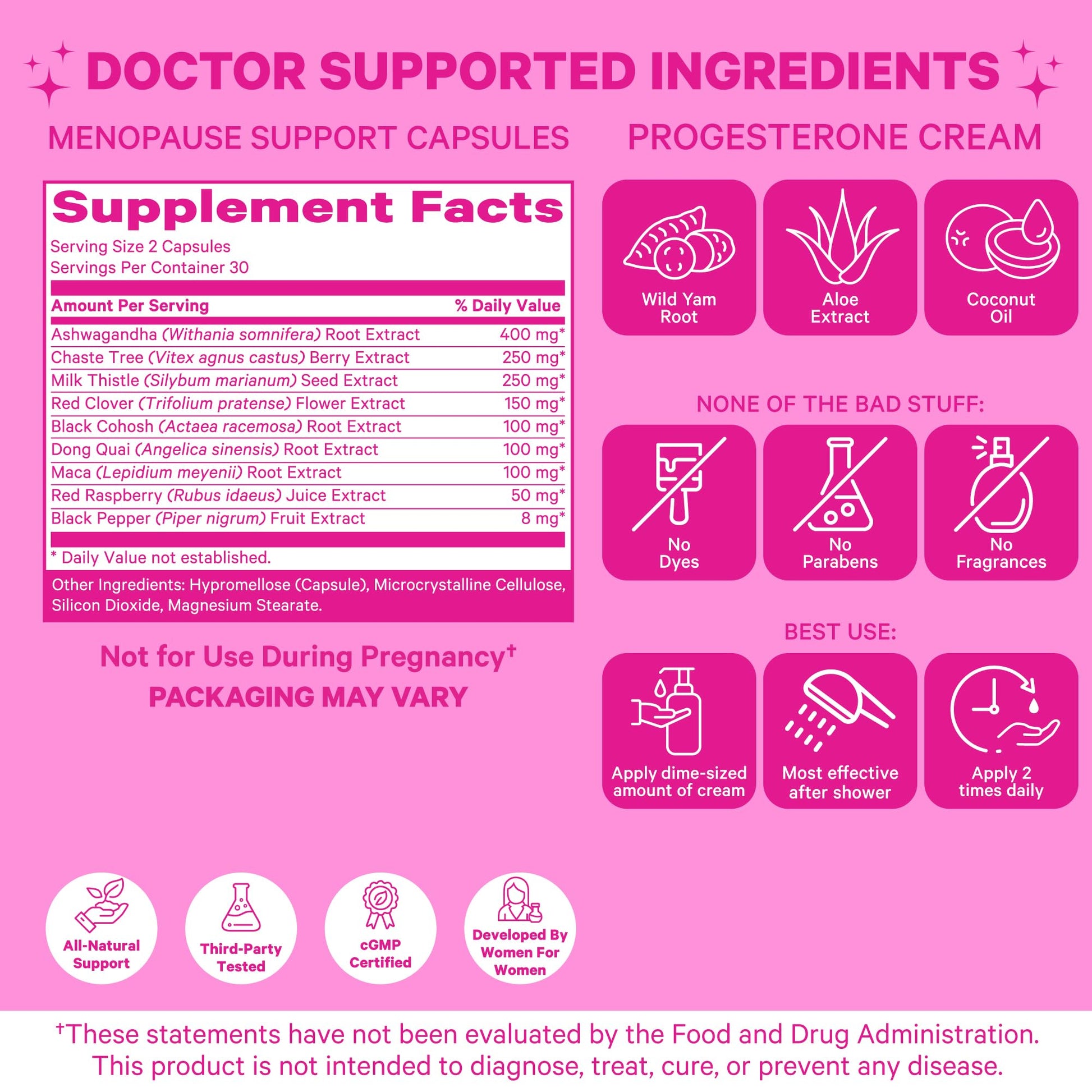 Pink Stork Menopause Supplement & Progesterone Cream for Women to Support Hormone Balance Pink Stork