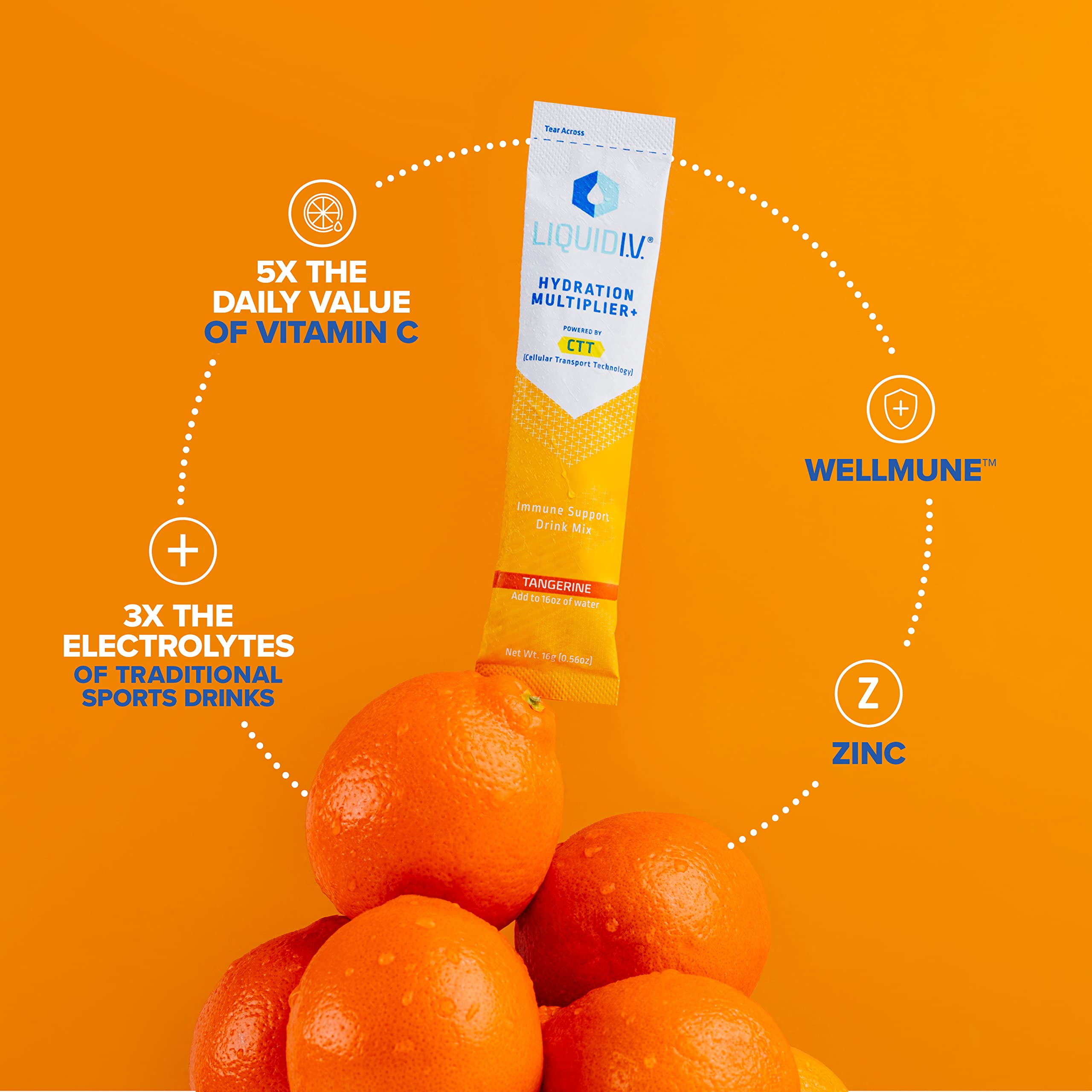Liquid I.V. Hydration Multiplier + Immune Support - Tangerine - Hydration Powder