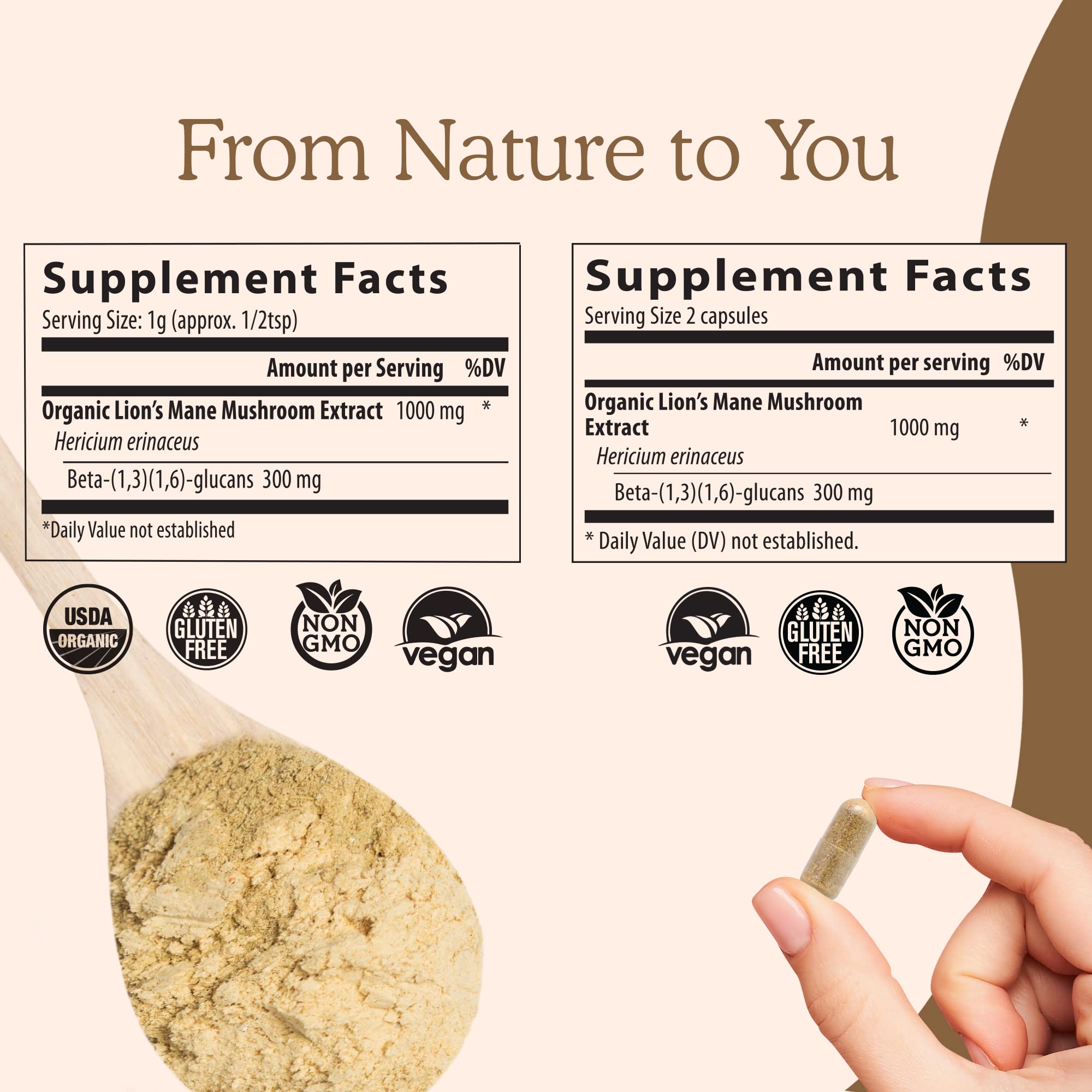 Real Mushrooms Lion’s Mane Capsules - Organic Lions Mane Mushroom Extract Real Mushrooms