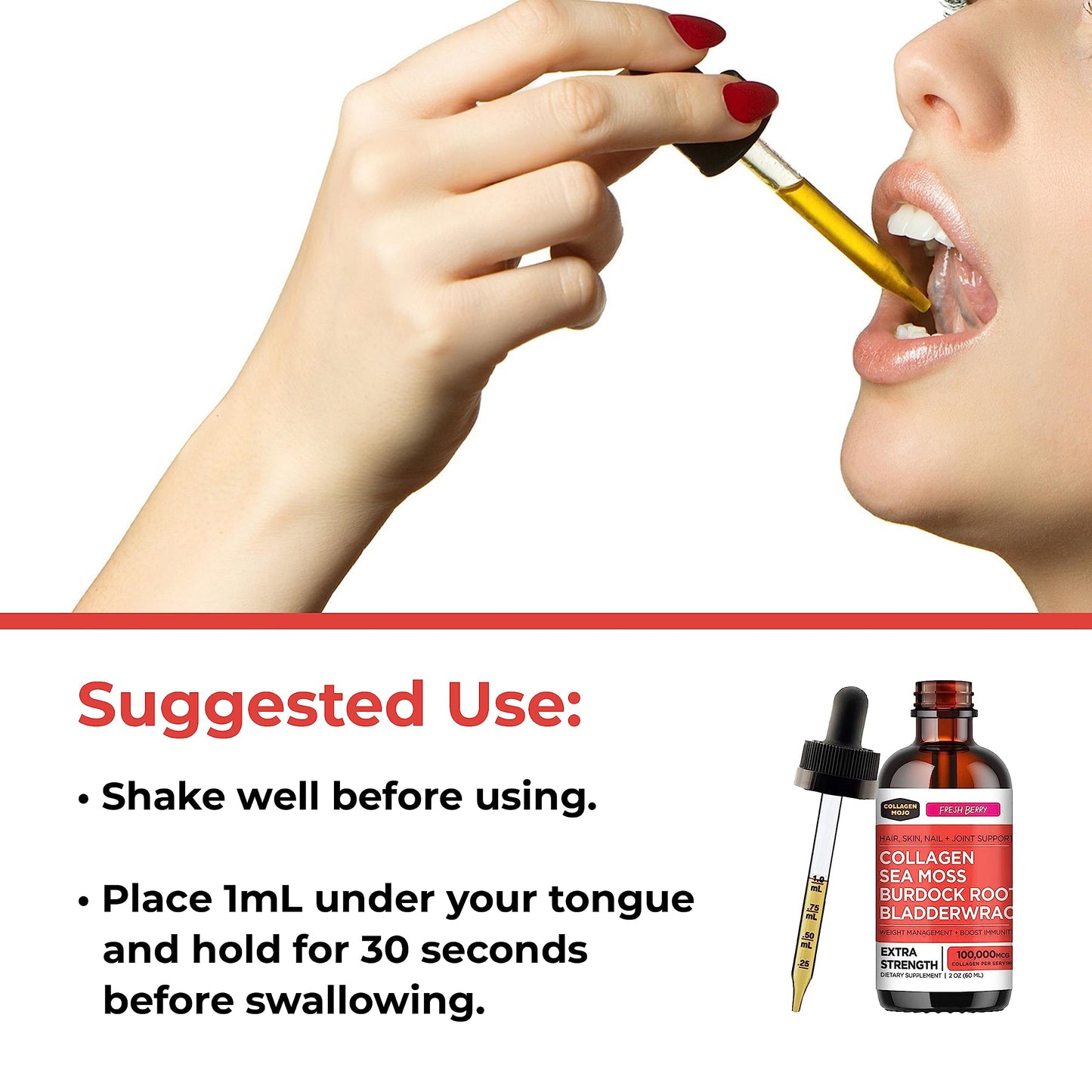 Collagen Mojo Liquid Collagen Peptides with Sea Moss, Burdock Root & Bladderwrack