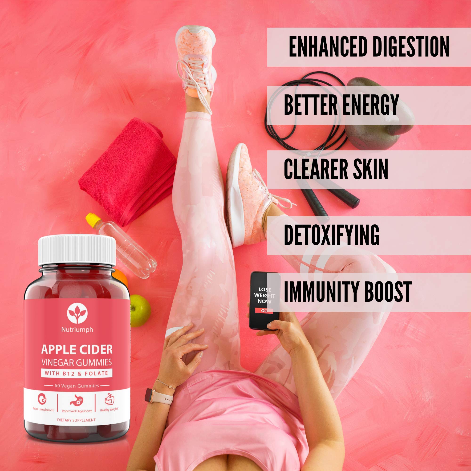 Nutriumph Apple Cider Vinegar Gummies with The Mother Vegan – Weight Loss, Detox Nutriumph