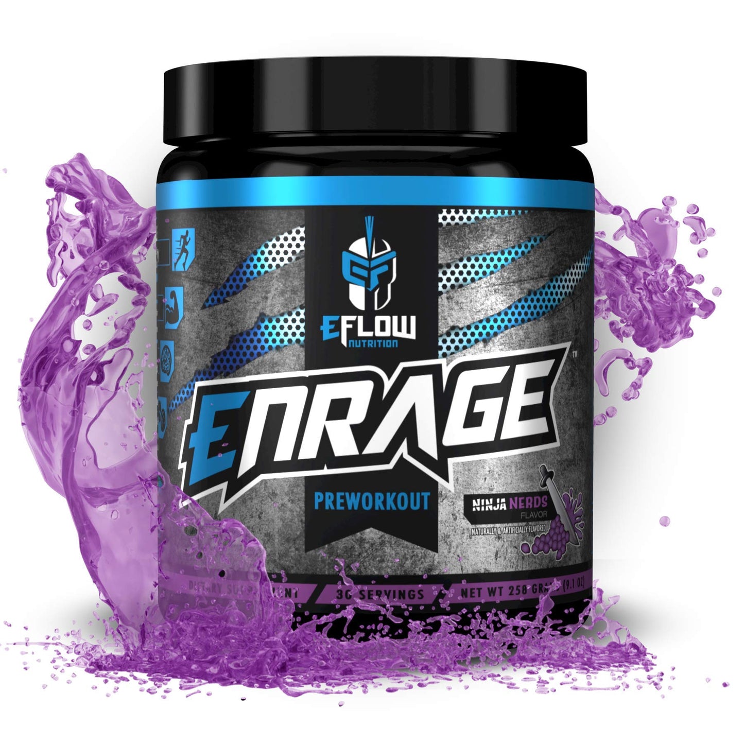 eFlow Nutrition ENRAGE Pre Workout - Energy, Focus, Pumps, and Strength - Ninja Nerds