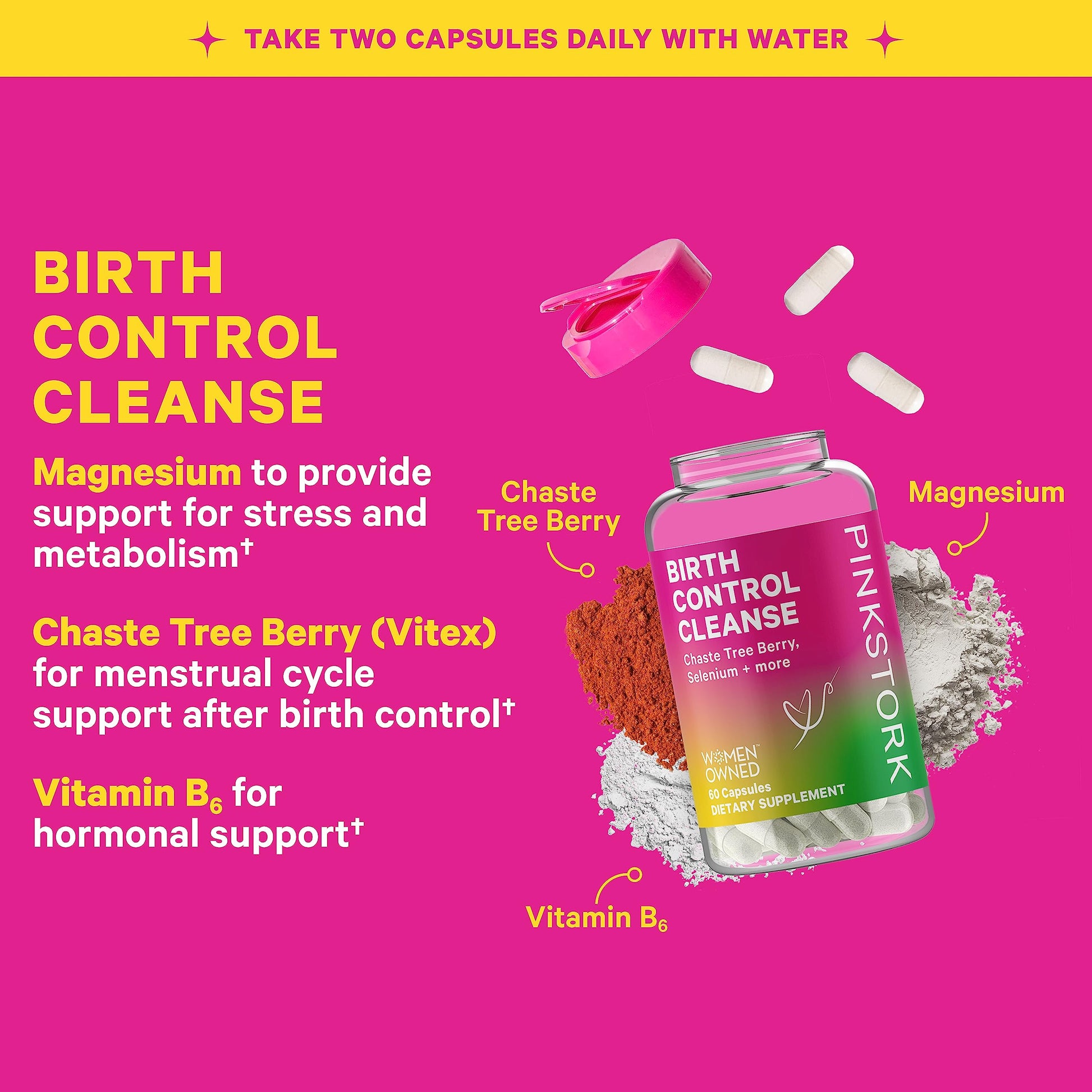 Pink Stork Fertility Supplement for Women + Birth Control Cleanse, Hormone Balance for Women, Vitex Pink Stork