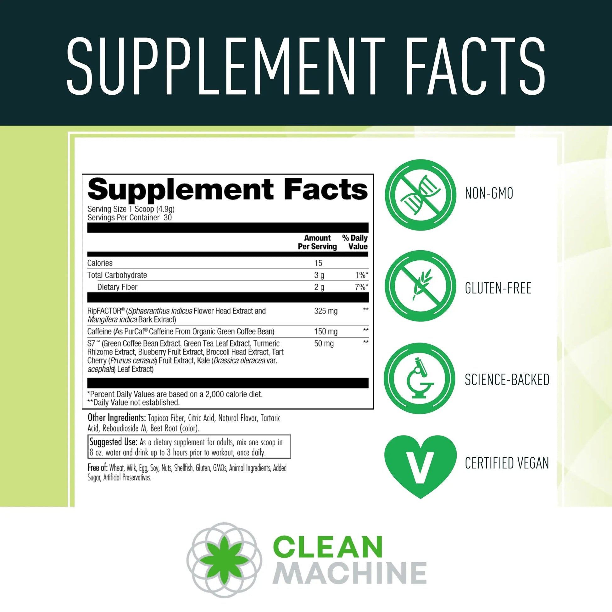 CLEAN MACHINE N10s - Plant Based Vegan Preworkout Powder - 3 Clinically Tested and Patented Ingredients to Increase Muscle Size, Strength, Energy and Mental Focus - 30 Servings - Cherry Bomb