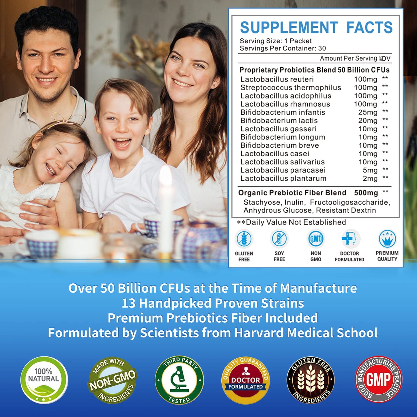ZEBORA Probiotics for Women, Men and Kids, Prebiotics and Probiotics Powder