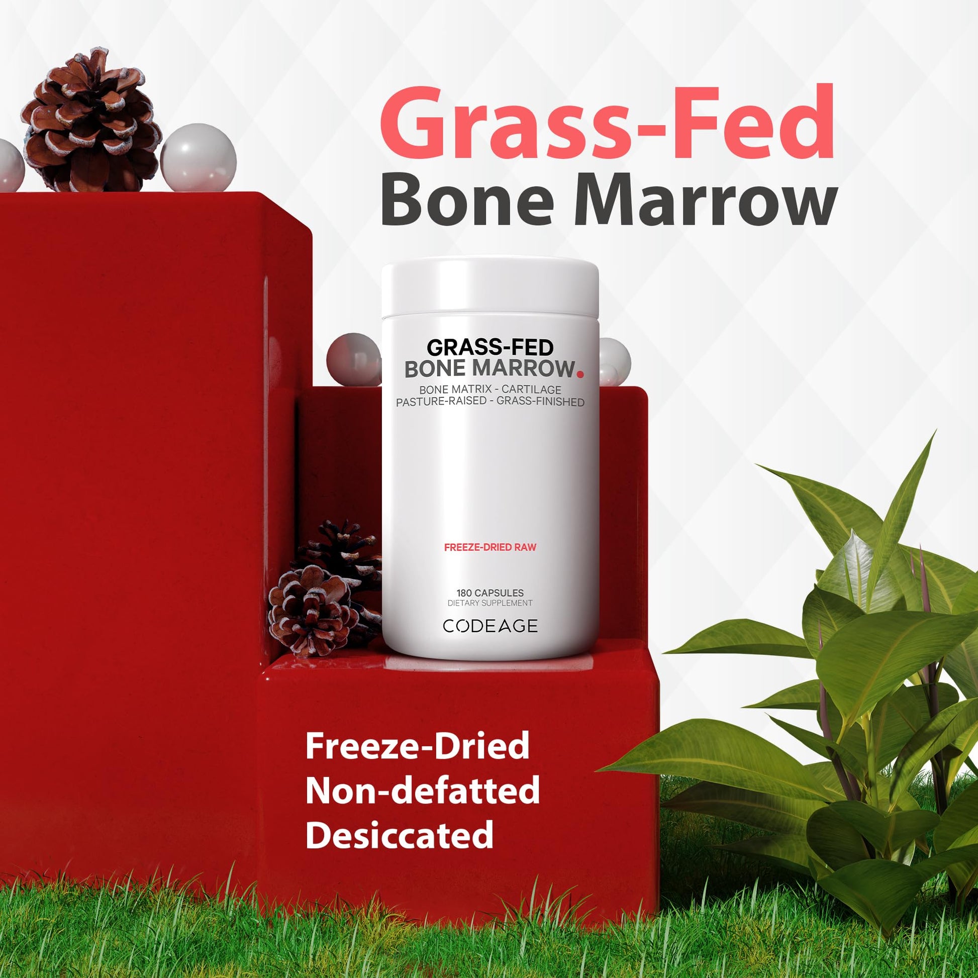 Codeage Grass Fed Bone Marrow, Full Spectrum Whole Bone Extract Codeage