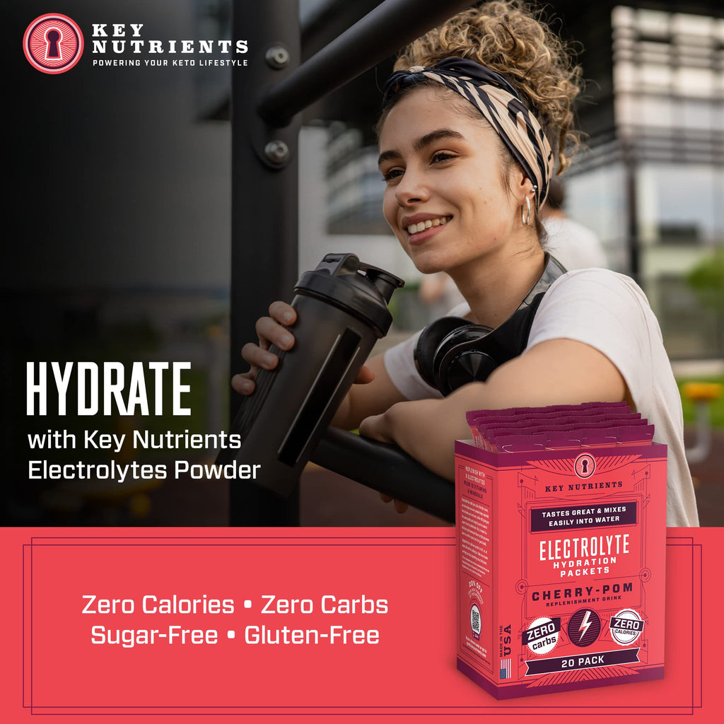 KEY NUTRIENTS Multivitamin Electrolytes Powder Packets - Sweet Cherry-Pom 20 Pack