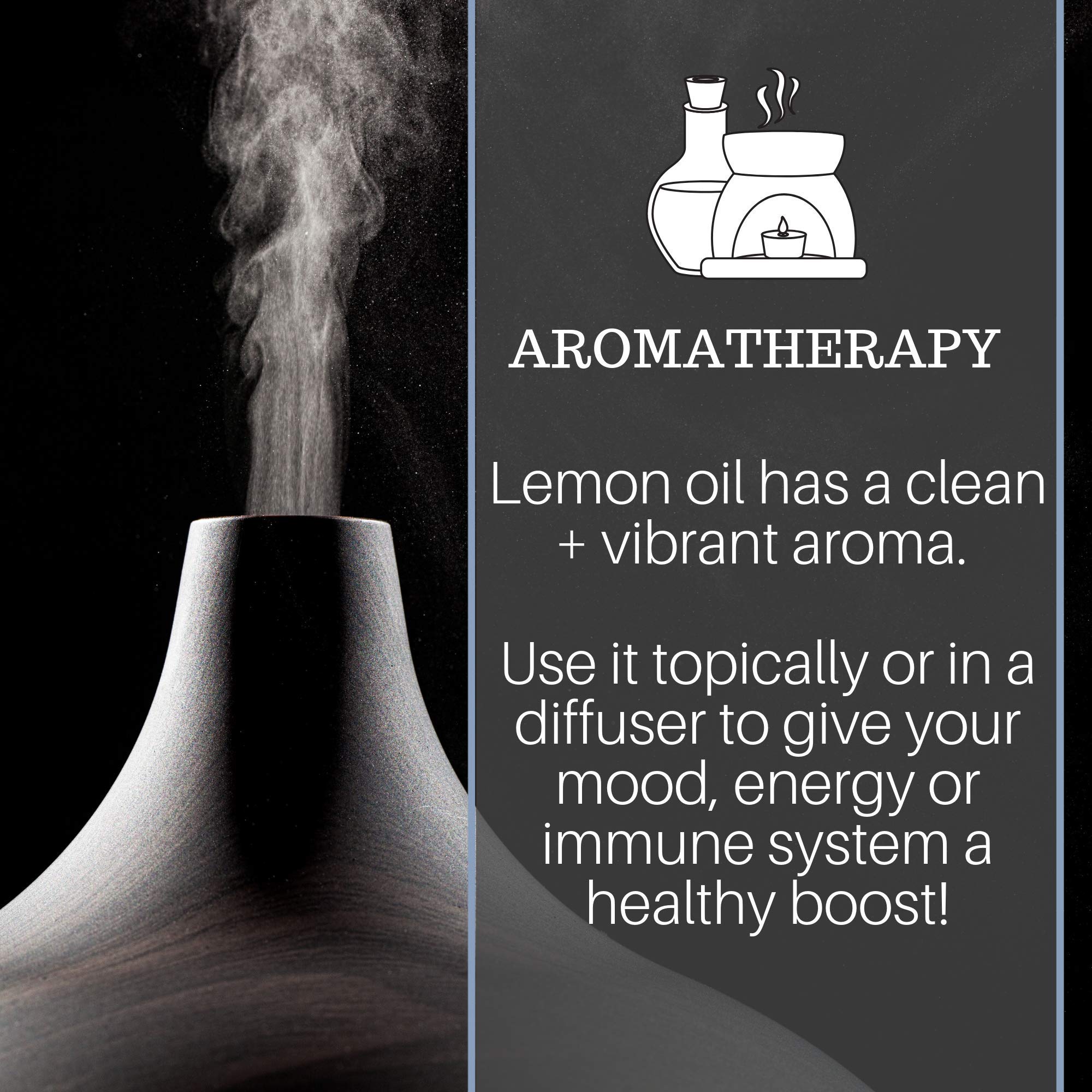 Lemon Essential Oil, 4 fl oz - 100% Pure & Undiluted Lemon Oil for Diffuser and DIY - Natural Deodorizer