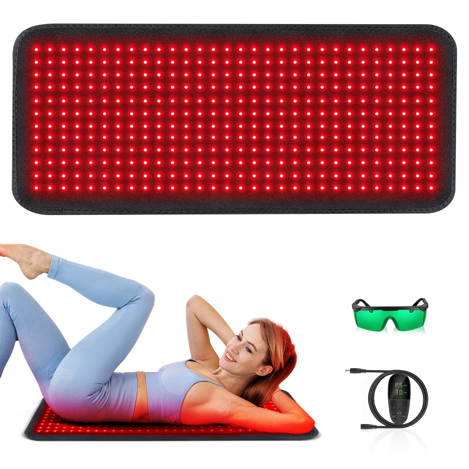 RUISQM Red Light Therapy Mat for Body - 360 LEDs Large Red & Infrared Light Therapy Pad Blanket