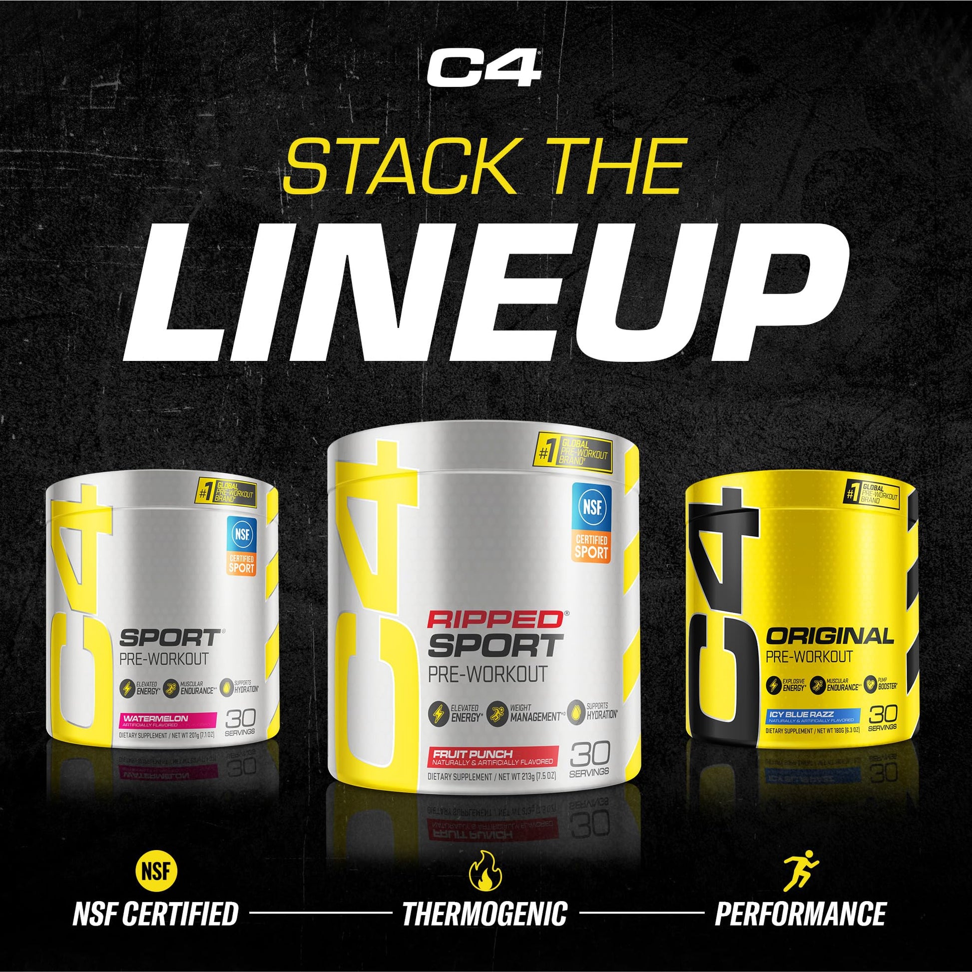 C4 Ripped Sport Pre Workout Powder Fruit Punch - NSF Certified for Sport + Sugar Free Cellucor