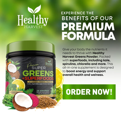 Greens Powder Superfood Supplement - Super Green Reds Smoothie Mix Blend with Spirulina