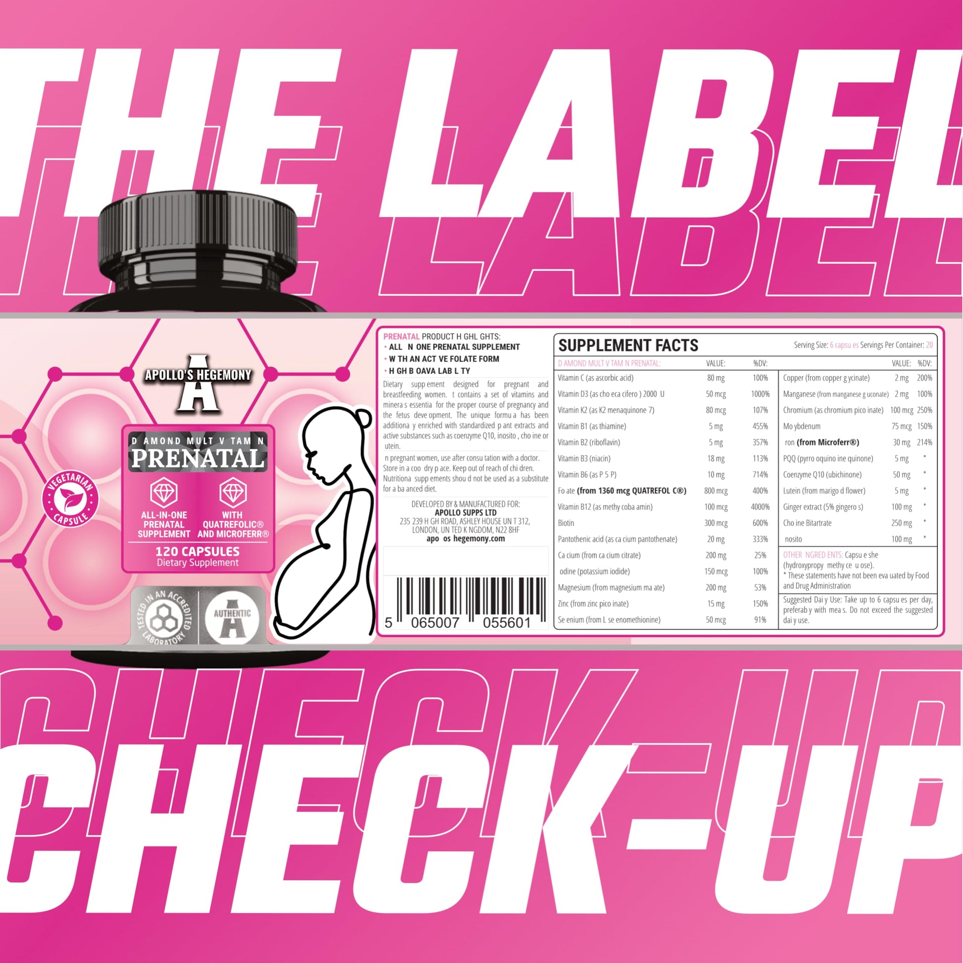 APOLLO'S HEGEMONY Diamond Prenatal Multivitamin with Ginger, CoQ10, Myo-Inositol, Quatrefolic® APOLLO'S HEGEMONY