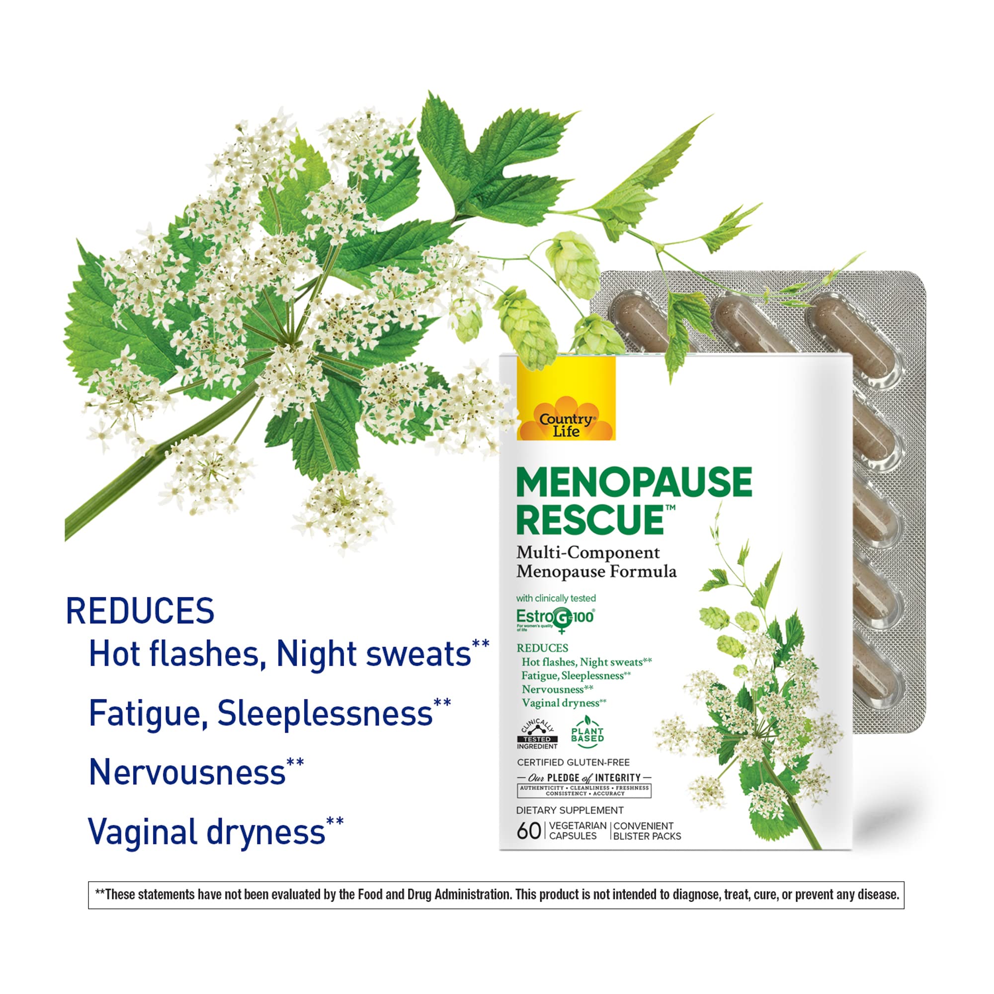 Country Life Menopause Rescue – Multi-Component Menopause Formula, Convenient Blister Packs Country Life