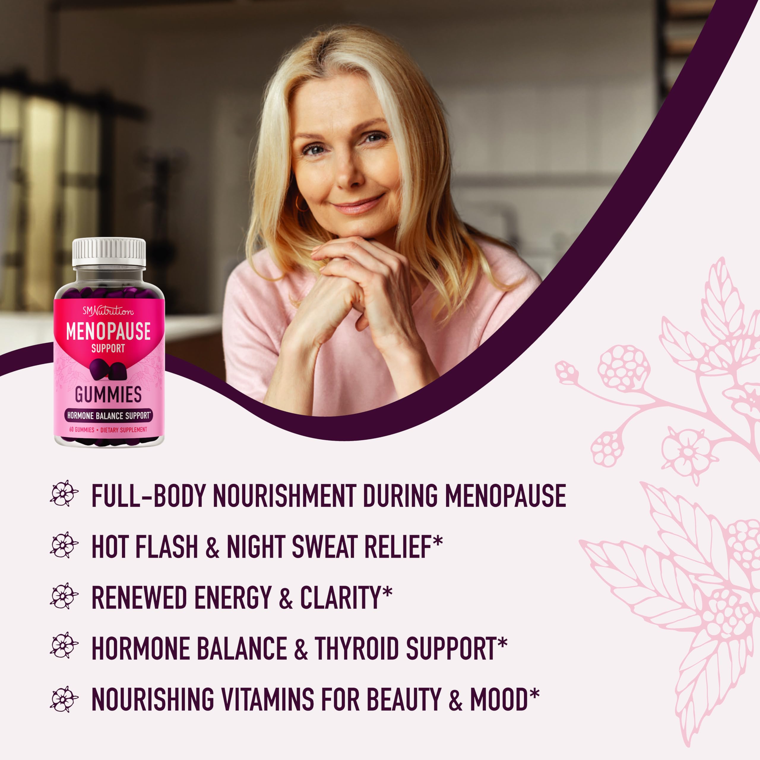 Menopause Support Gummies | Hormone Balance Relief for Hot Flashes, Night Sweats, Mood Swings