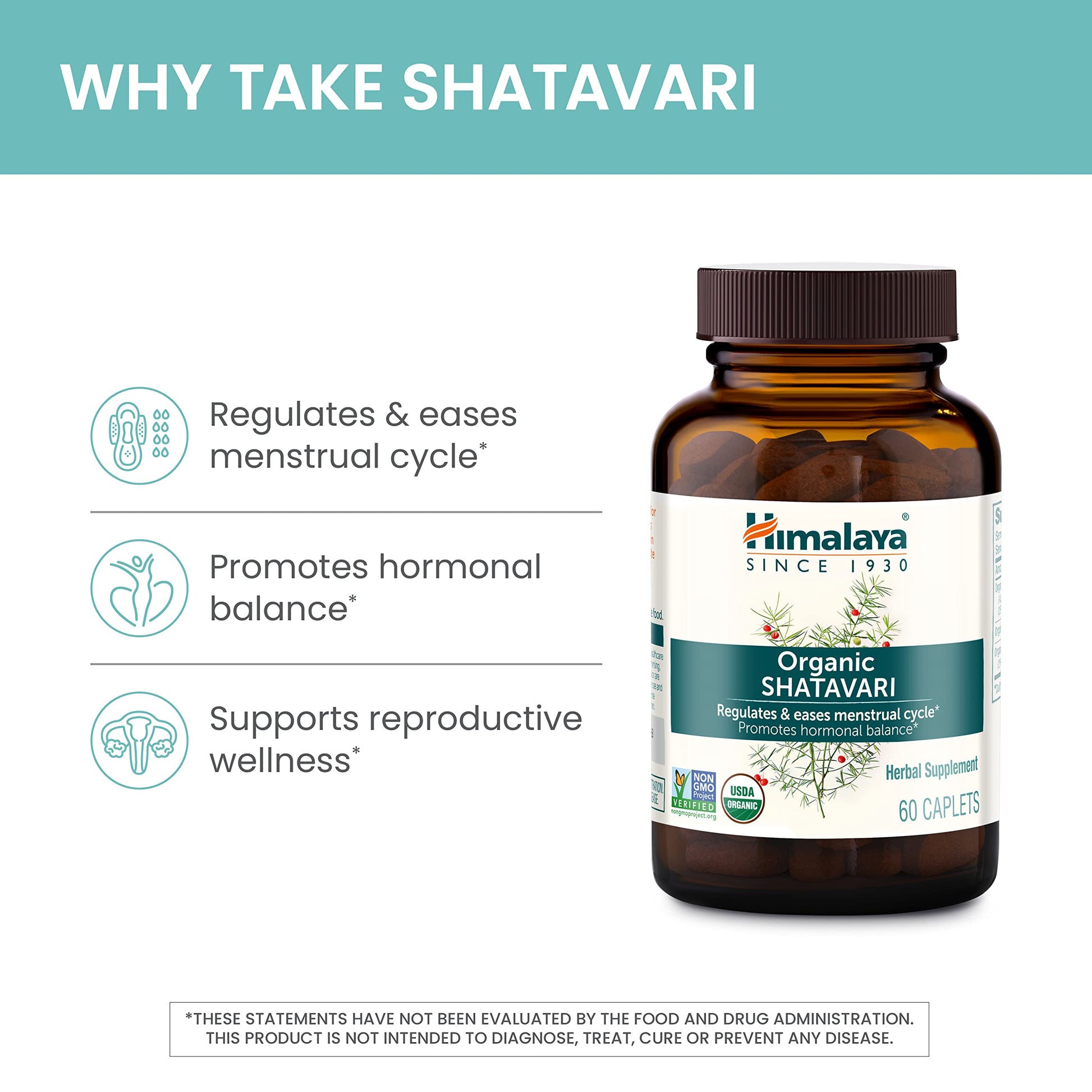 Himalaya Organic Shatavari for PMS, Menstrual Cramp Relief, Menopause Support, and Women's Health Himalaya