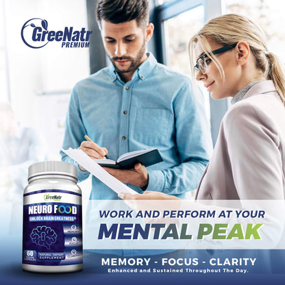 GreeNatr Brain Supplement with B12 Vitamin for Enhanced Memory, Energy, Focus, and Clarity