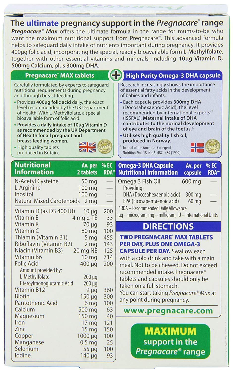 Pregnacare Max - Capsules & Tablets 28S+56S (Pack of 2) JCHOPE