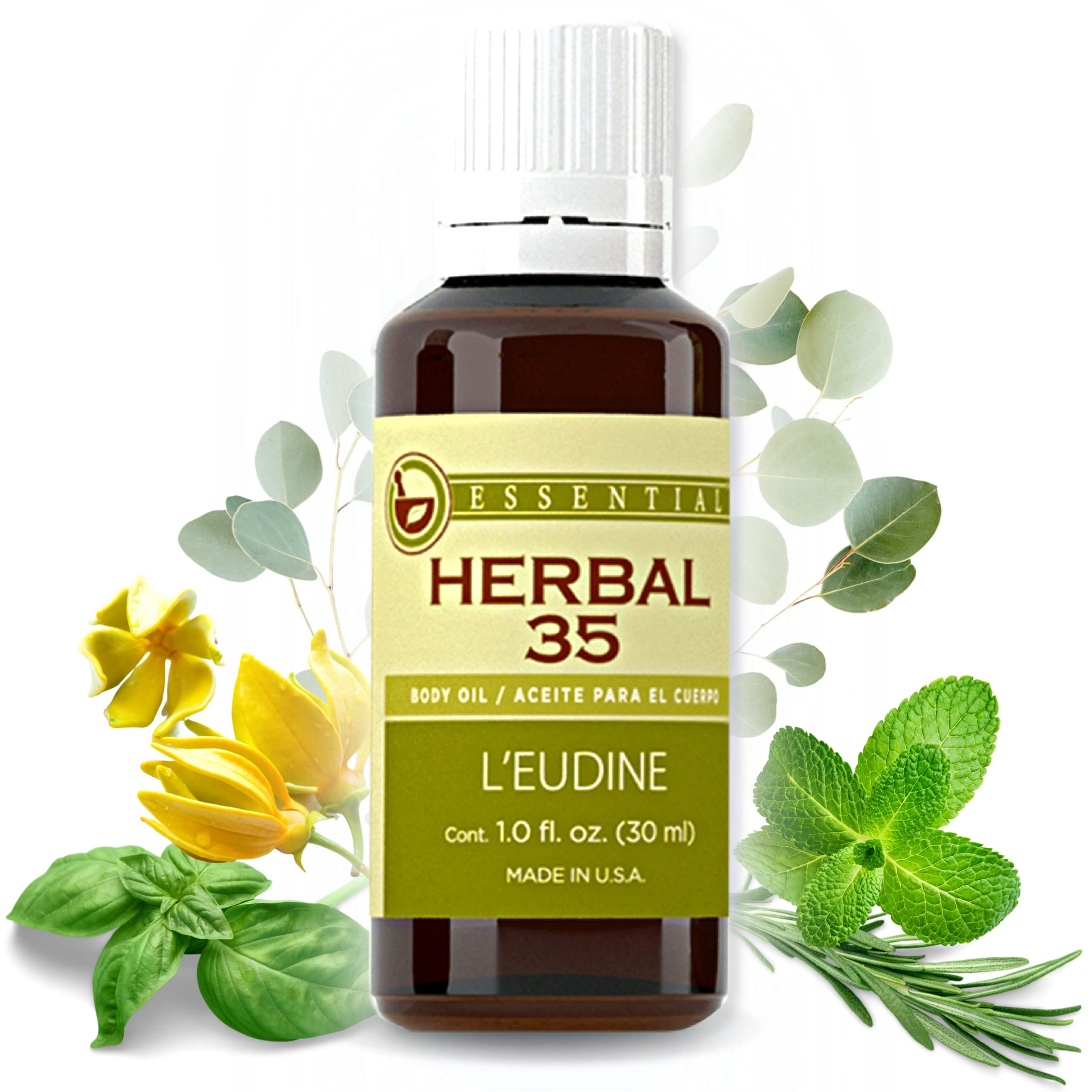 L'eudine Herbal 35 Essential Oil, Soothing and Calming Eucalyptus Essential Oil, Powerful Blend