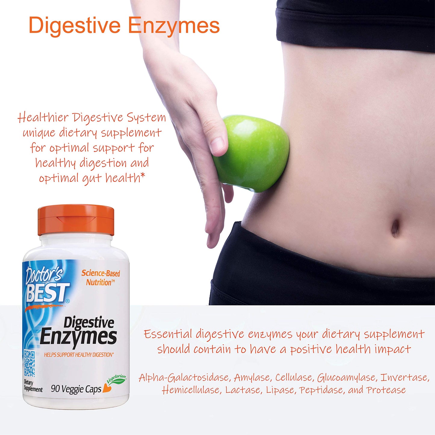 Doctor's Best Digestive Enzymes Non-GMO Vegetarian Gluten Free, 90 Cap