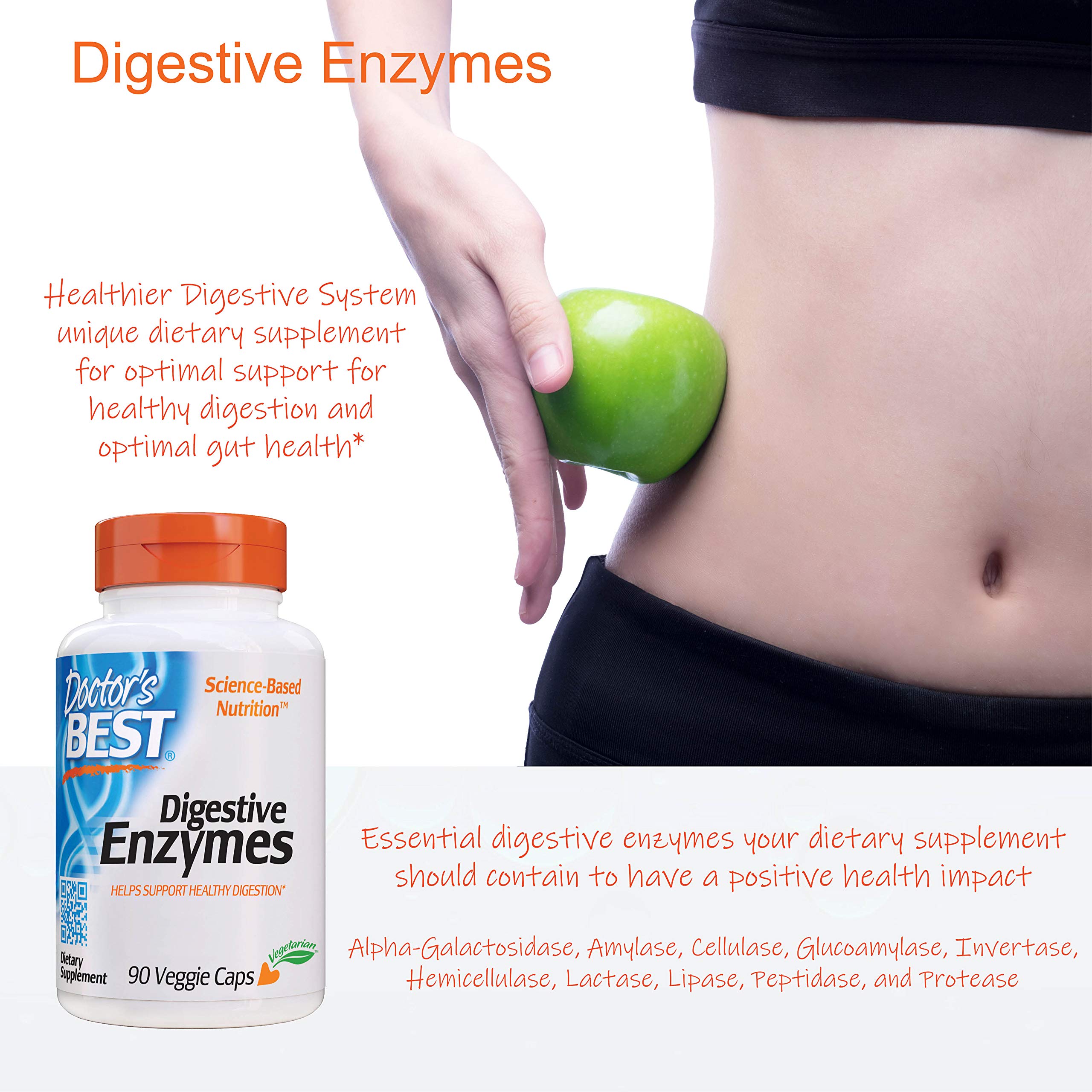 Doctor's Best Digestive Enzymes Non-GMO Vegetarian Gluten Free, 90 Cap Doctor's BEST