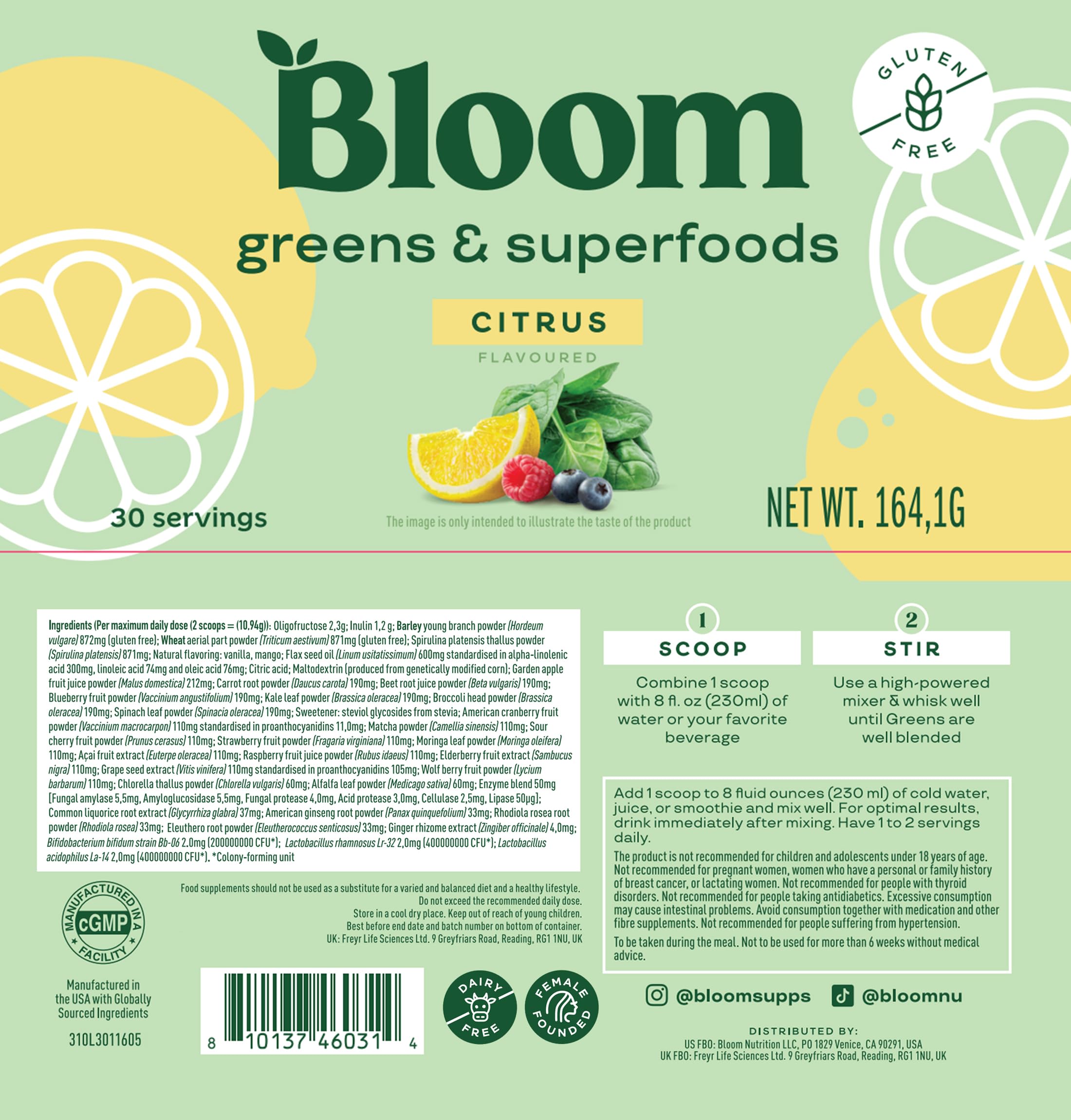 Bloom Nutrition Greens and Superfoods Powder for Digestive Health, Greens Powder Bloom Nutrition