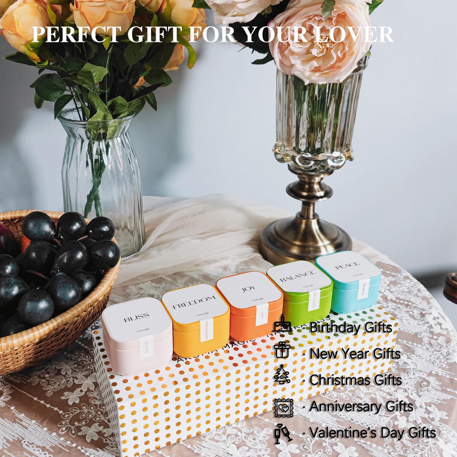 Aromagic 5 Pack Scented Candles Gift Set,Jar Candles Valentine's Day Gifts for Women aromagic