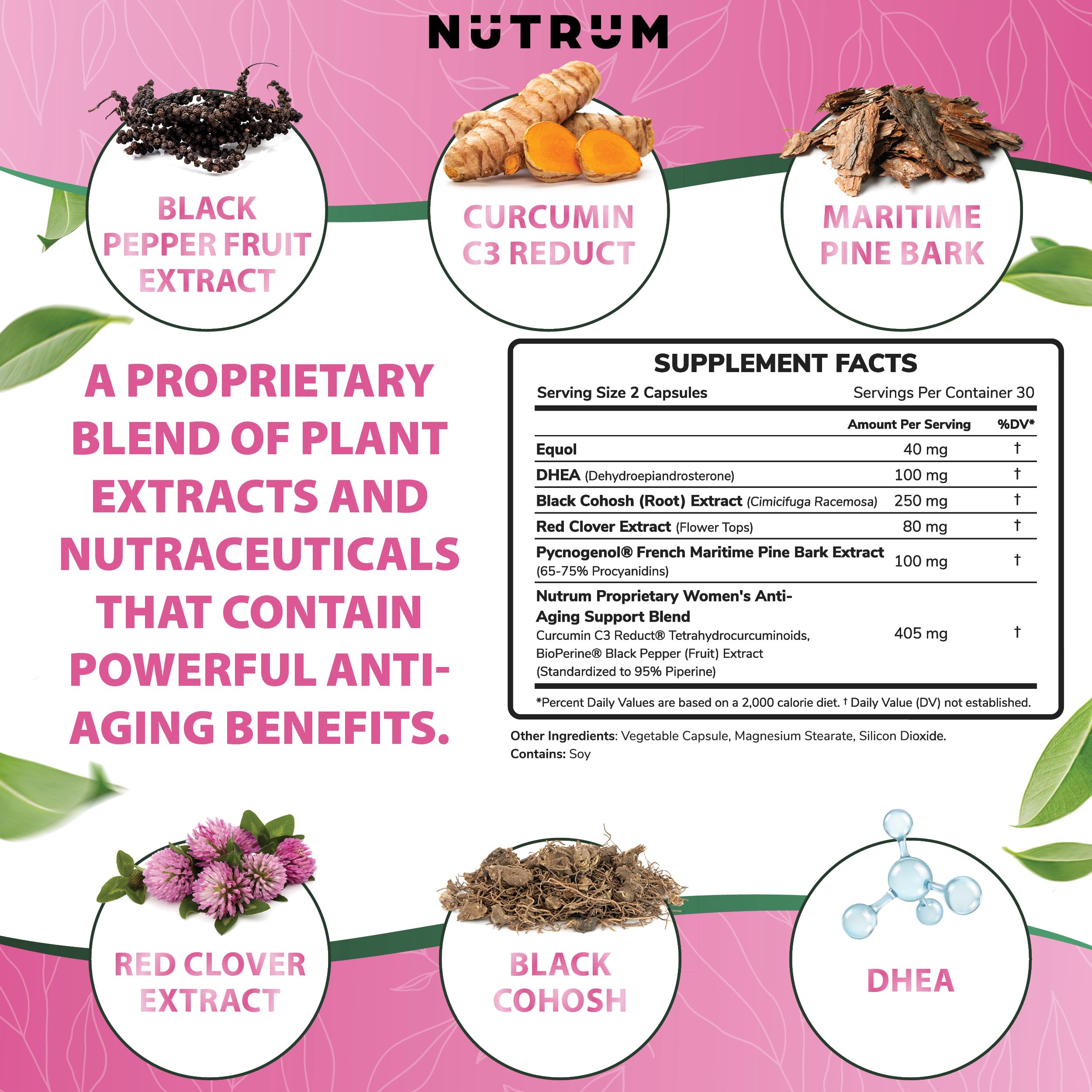 Estrolife Anti-Aging Support for Women by Nutrum, Vegan Supplement for Long Lasting Female Hormonal Balance Nutrum