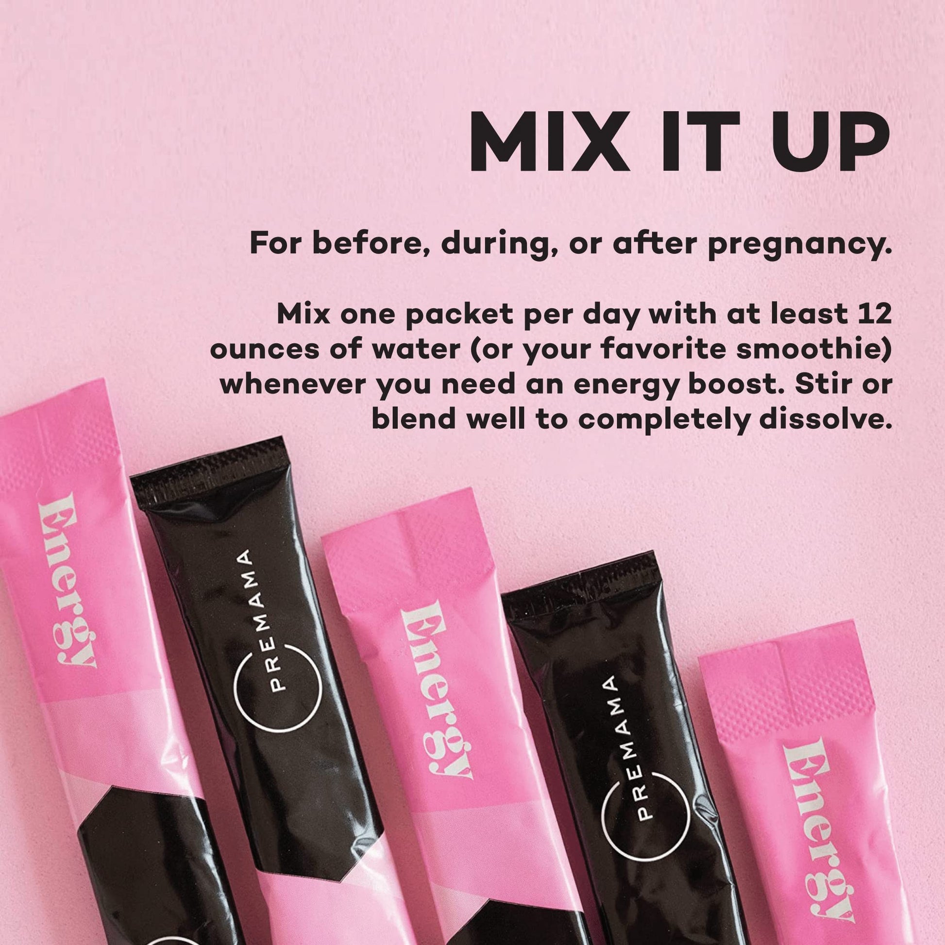 Premama Prenatal Vitamin Energy Boost Drink Mix & Fertility Support Bundle, Omega 3, B Vitamins Premama