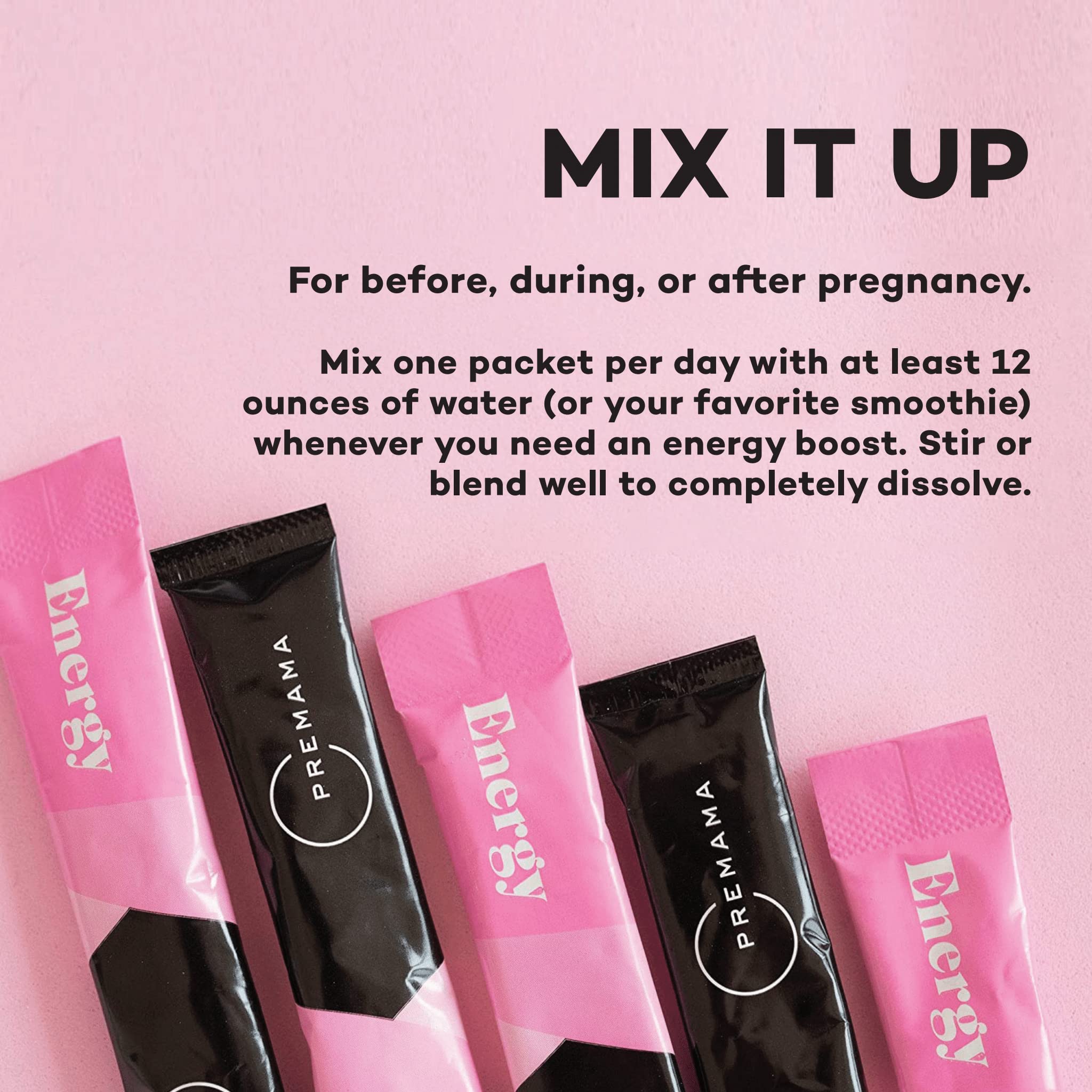 Premama Prenatal Vitamin Energy Boost Drink Mix & Prenatal Support Bundle, Omega 3, B Vitamins Premama