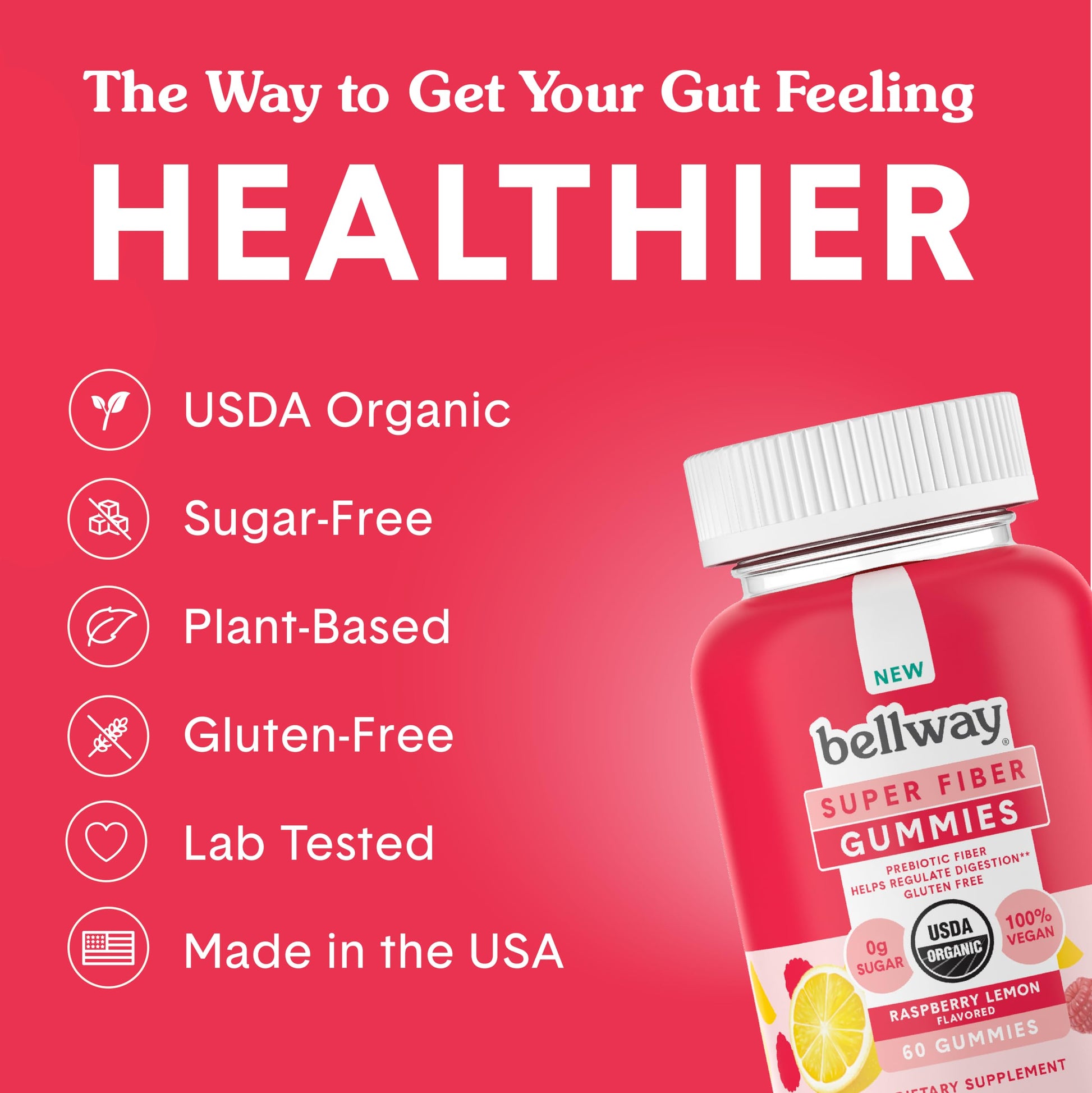 Bellway Super Fiber Gummies for Adults (3 Pack) - Sugar Free Organic Fiber Supplement Bellway