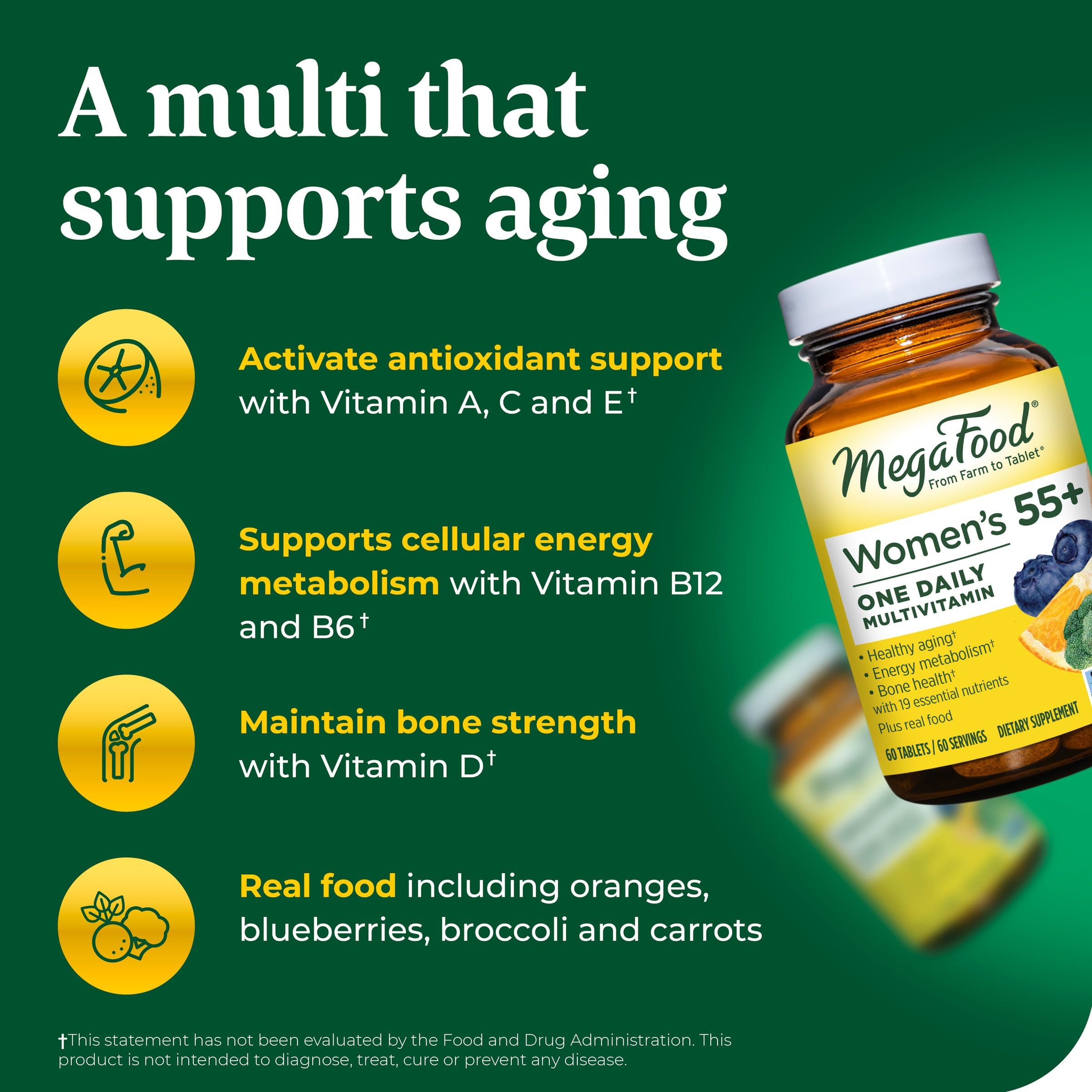 MegaFood Women's 55+ One Daily Multivitamin for Women with Vitamin A, Vitamin C