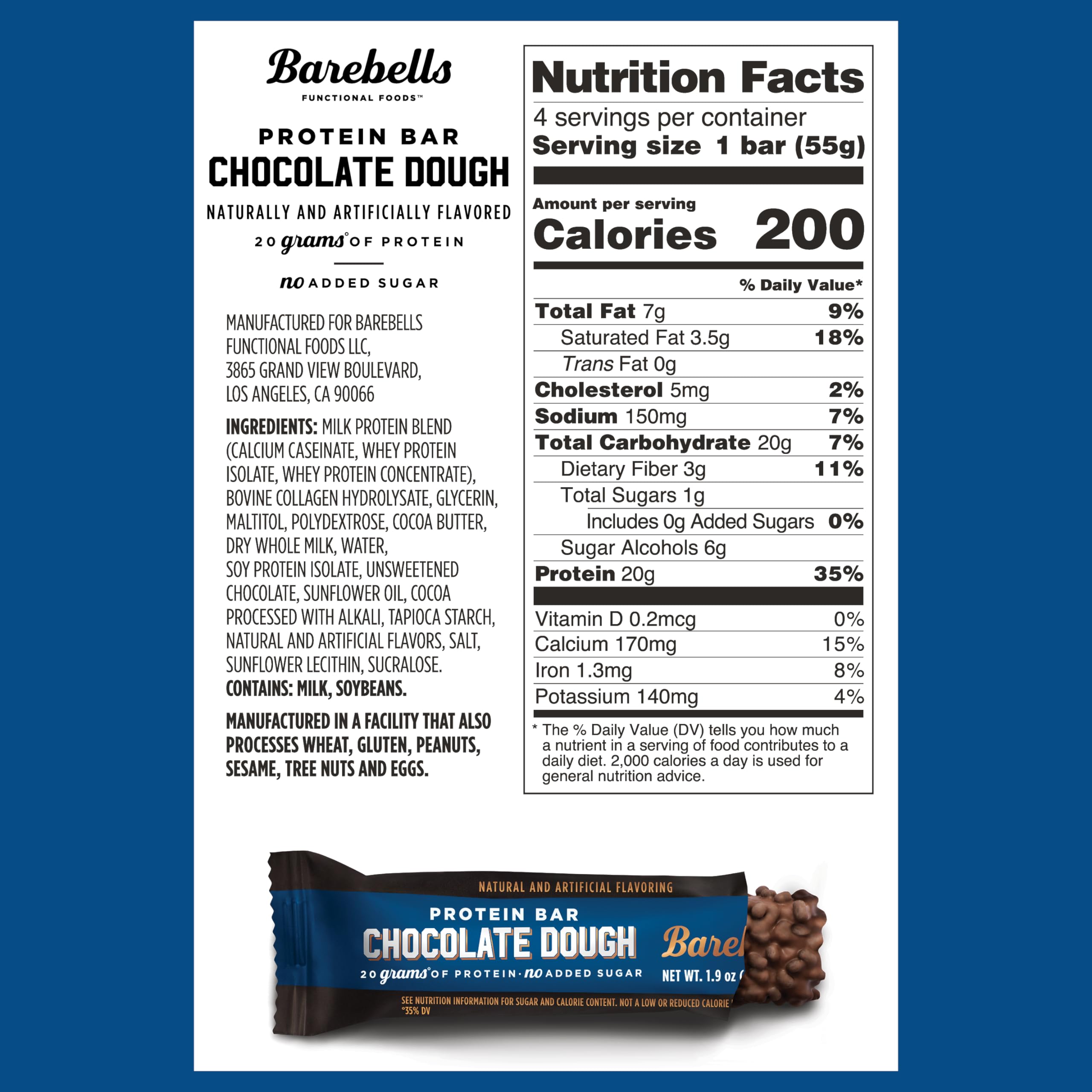 BAREBELLS Protein Bars Variety Value Pack - 16 Count, 1.9oz Bars - Protein Snacks BAREBELLS