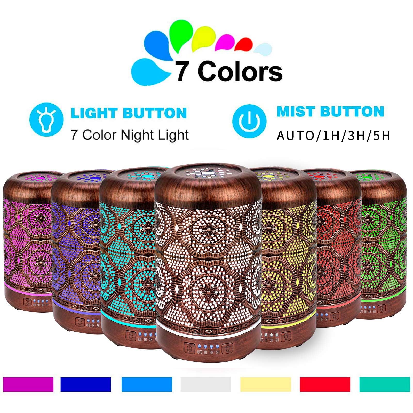 Essential Oil Diffuser, Upgraded Metal Diffusers with Lavender Lemon Essential Oils, 250ml BAIESHIJI