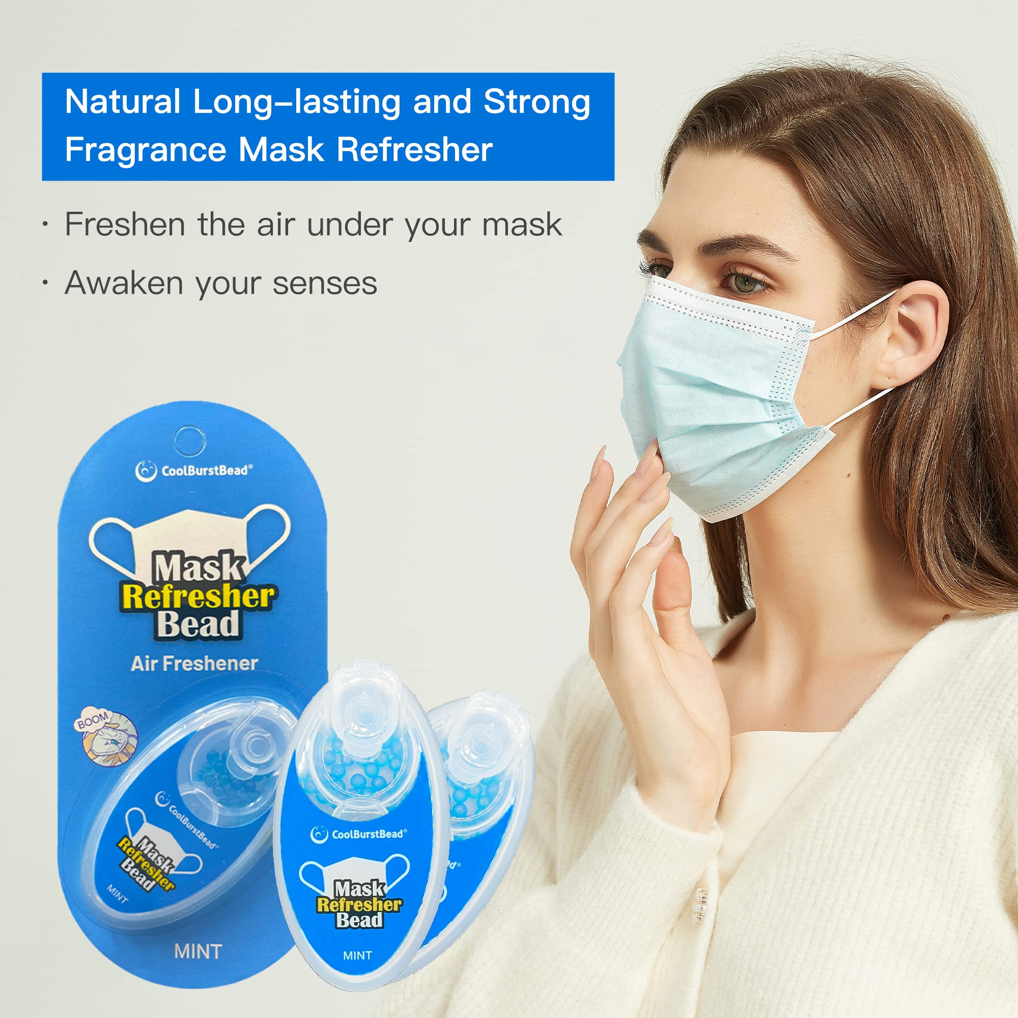 CoolBurstBead Face Mask Refresher, Long-Lasting & Strong Refreshing Fragrance, 4-Pack CoolBurstBead