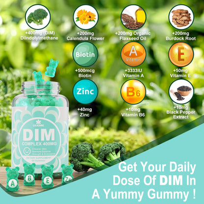 DIM Supplement Women 400mg, Estrogen Supplement for Women, Sugar Free DIM Gummies for Men & Women