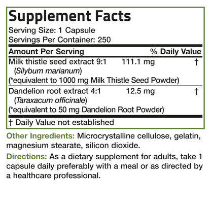 Bronson Milk Thistle Silymarin Marianum & Dandelion Root Liver Health Support