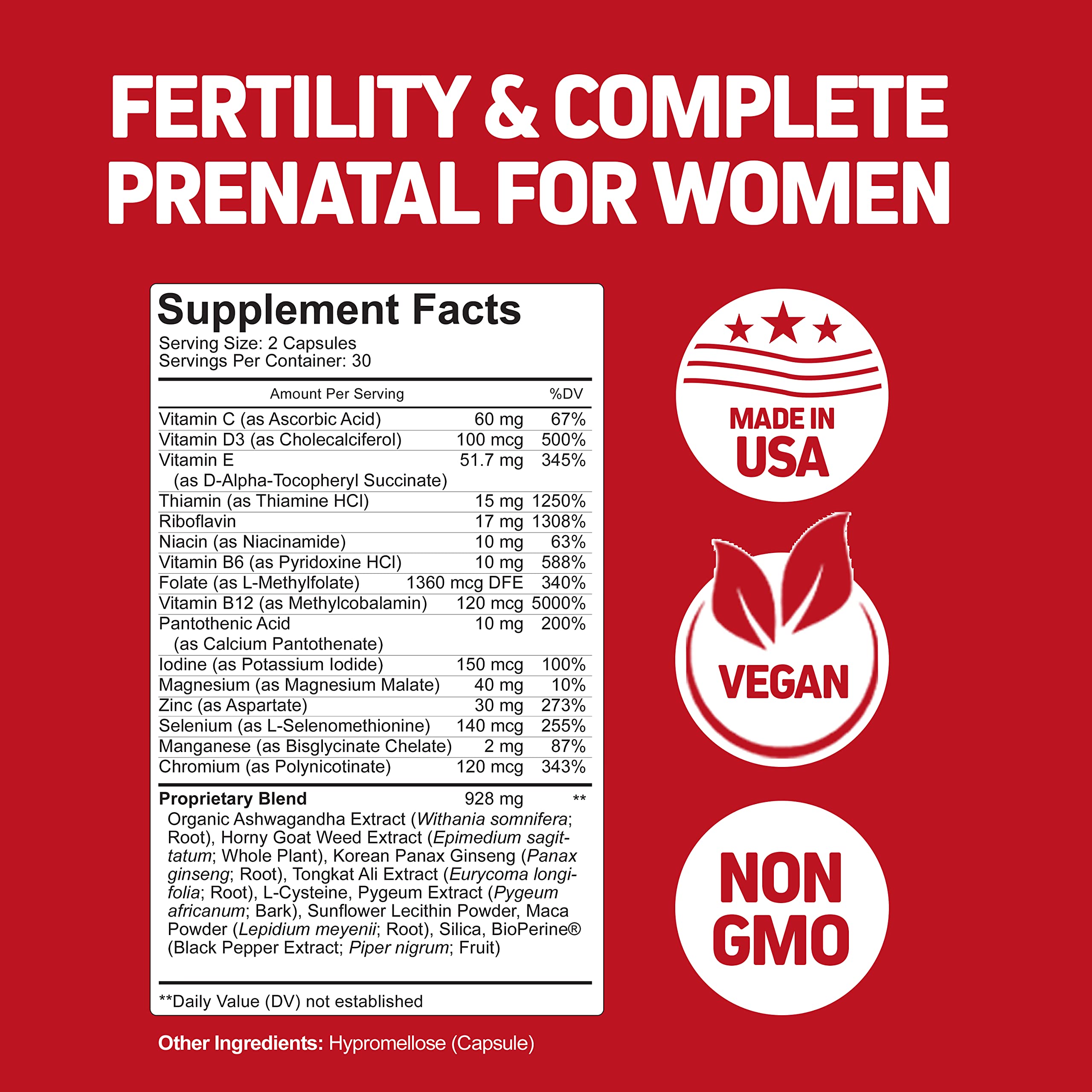 Fertility Supplements for Women to Help Pregnancy & Better Conception + Prenatal Vitamins Herbtonics