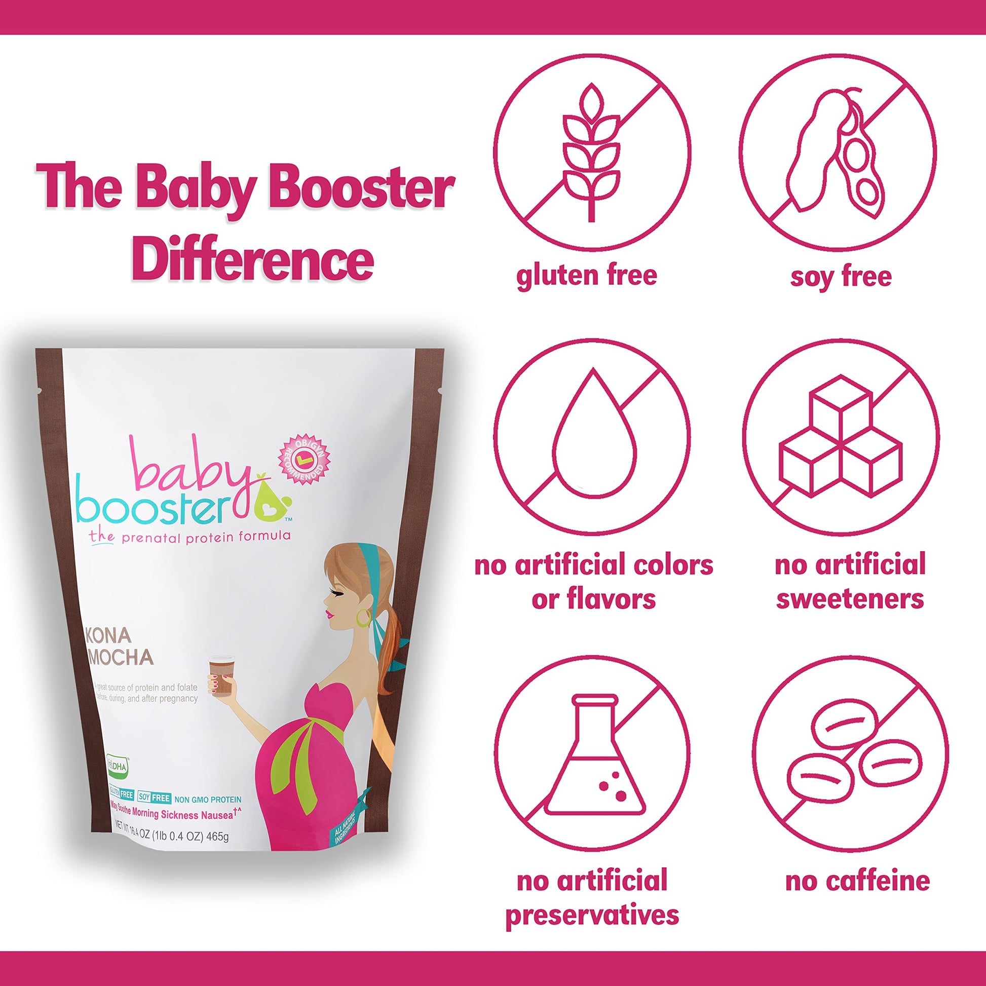 Baby Booster Prenatal Vitamin Supplement Shakes, Kona Mocha and Salted Carmel Baby Booster