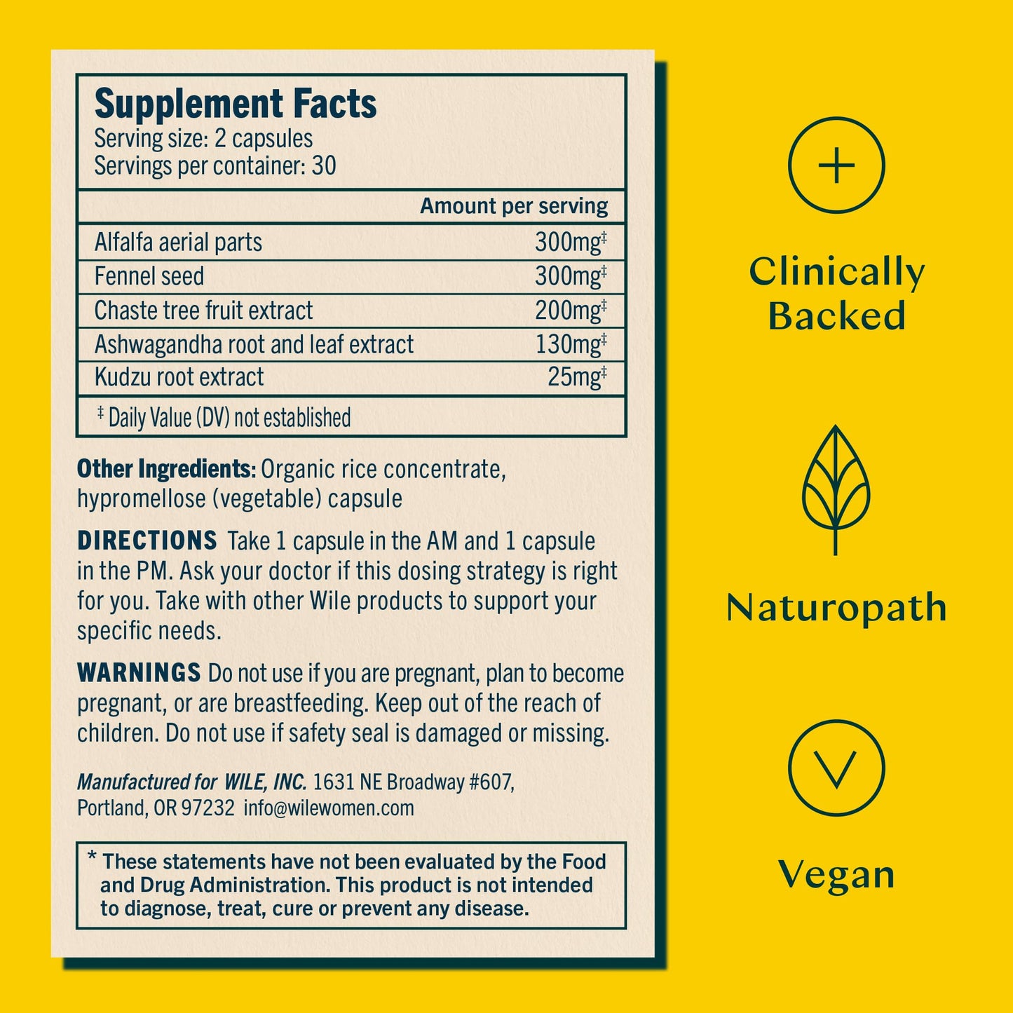 Wile Perimenopause Supplement for Women with Ashwagandha, Kudzu Root, Hops Extract