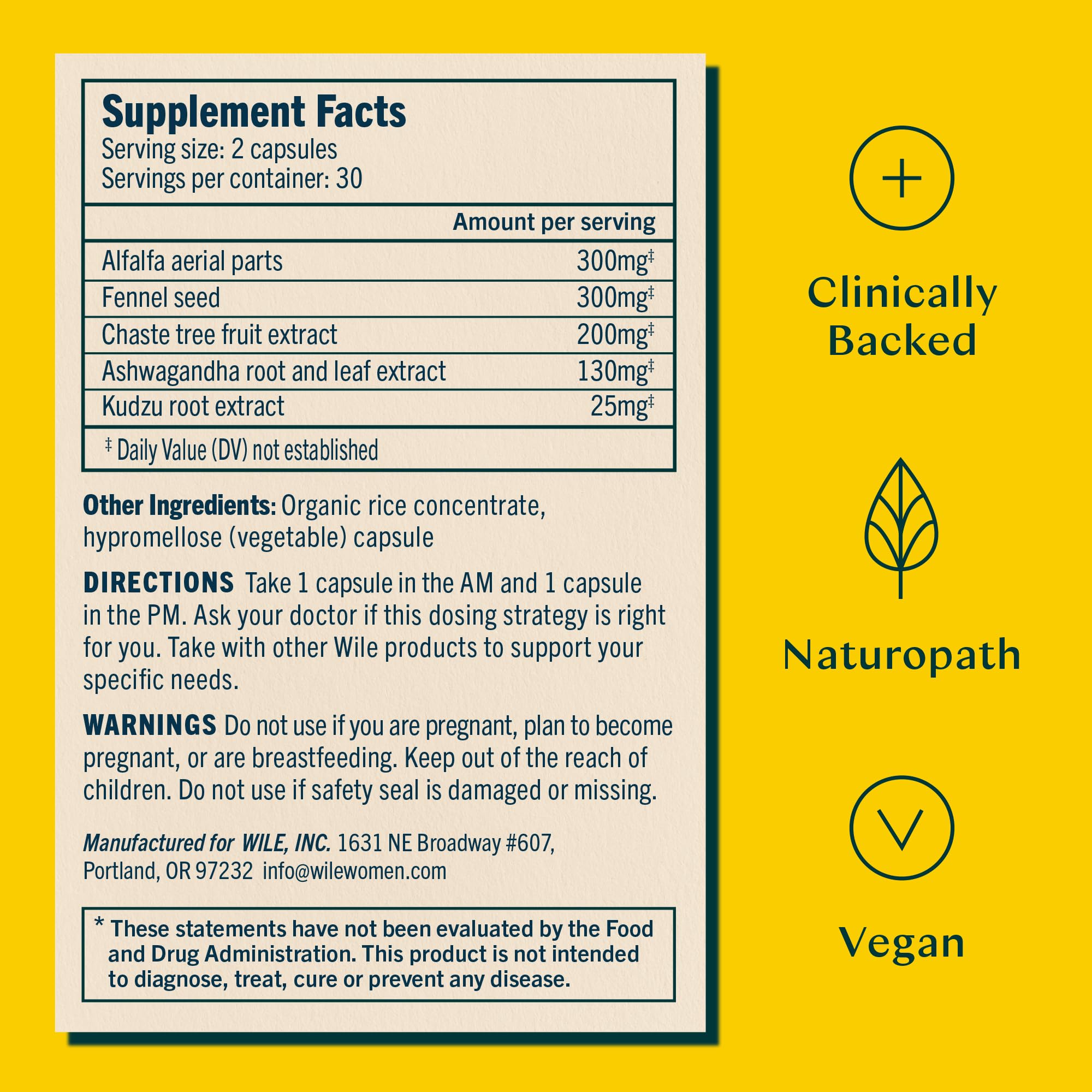 Wile Perimenopause Supplement for Women with Ashwagandha, Kudzu Root, Hops Extract WILE