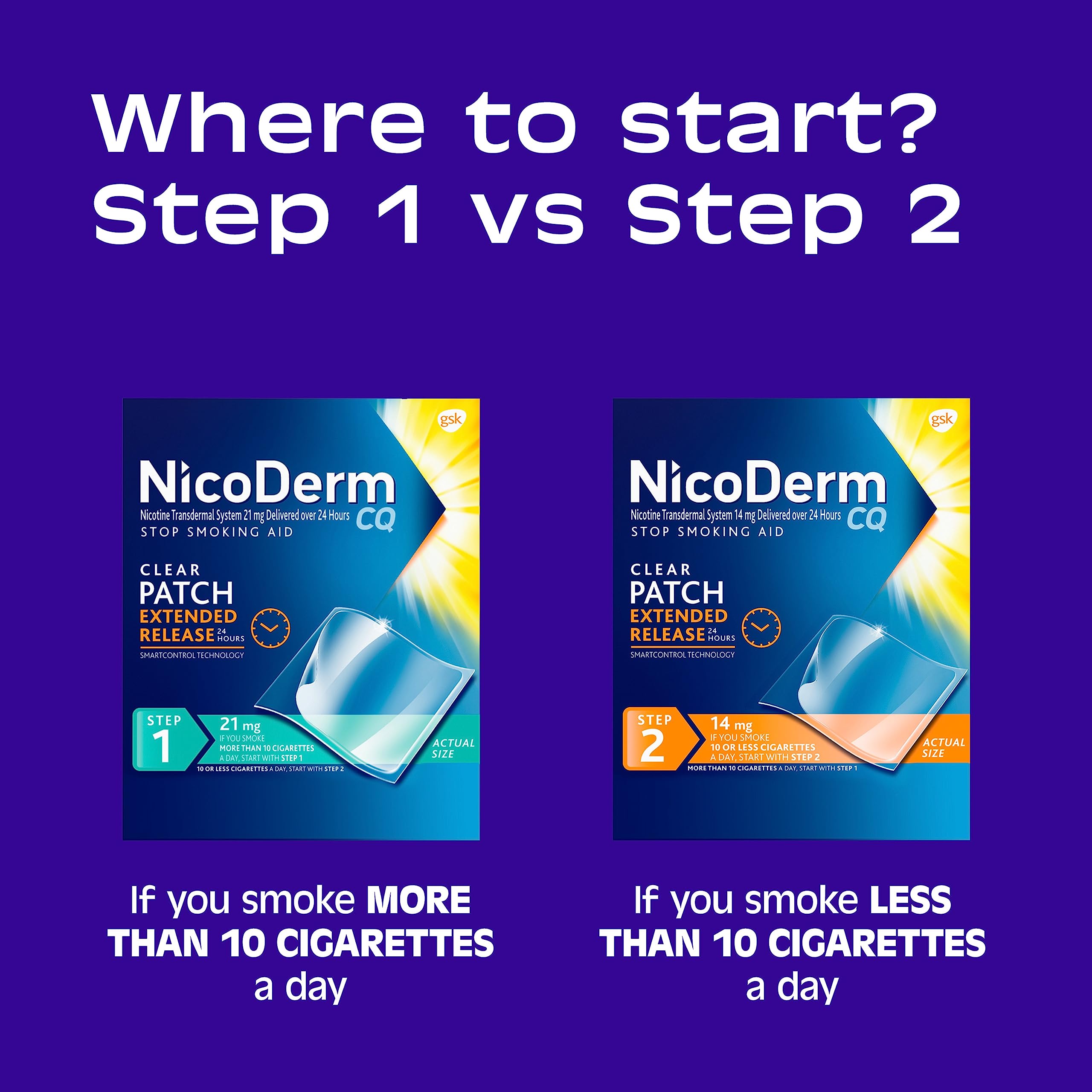 NicoDerm CQ Step 1 Nicotine Patches to Quit Smoking, 21 mg, Stop Smoking NicoDerm